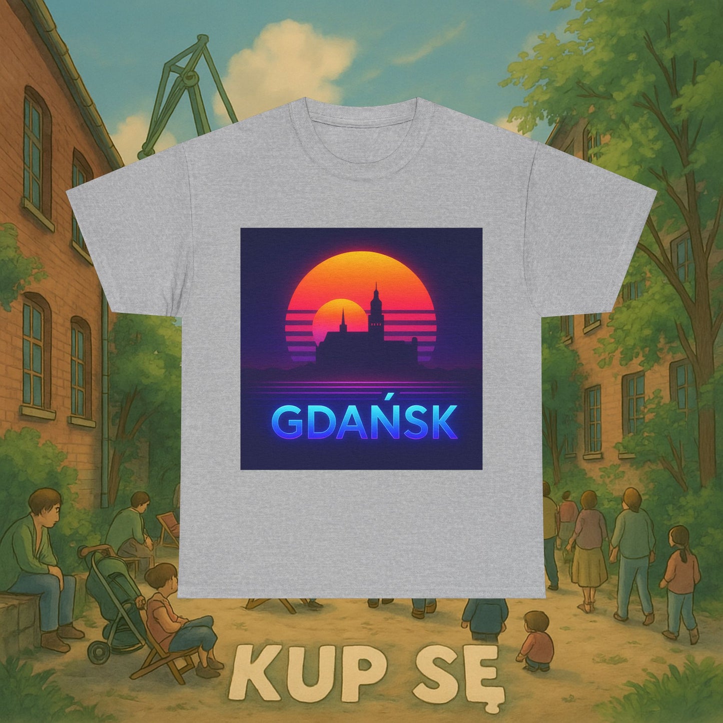KupSe Panorama Gdańska Style t-shirt - Unisex Heavy Cotton Tee