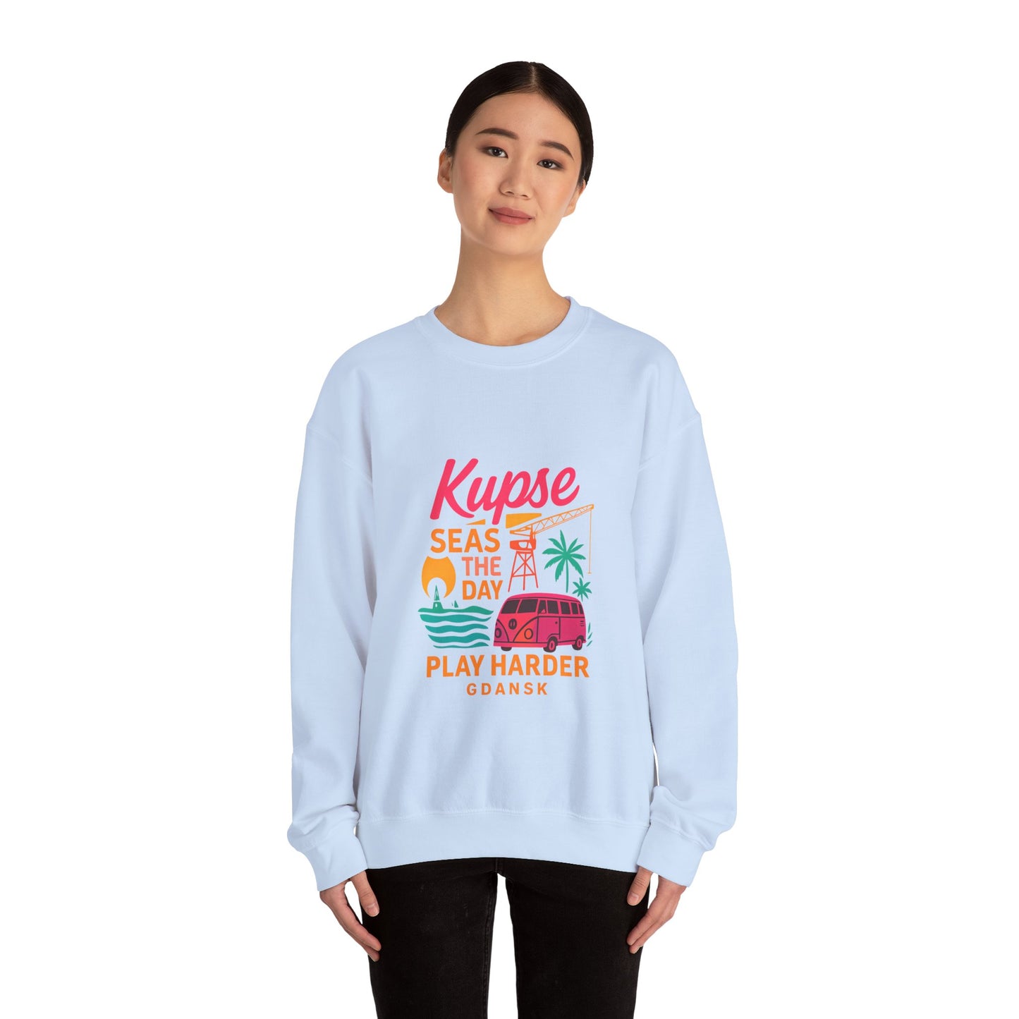 Bluza unisex z grafiką Kup Se Play Harder – klasyczny crewneck i miejski styl