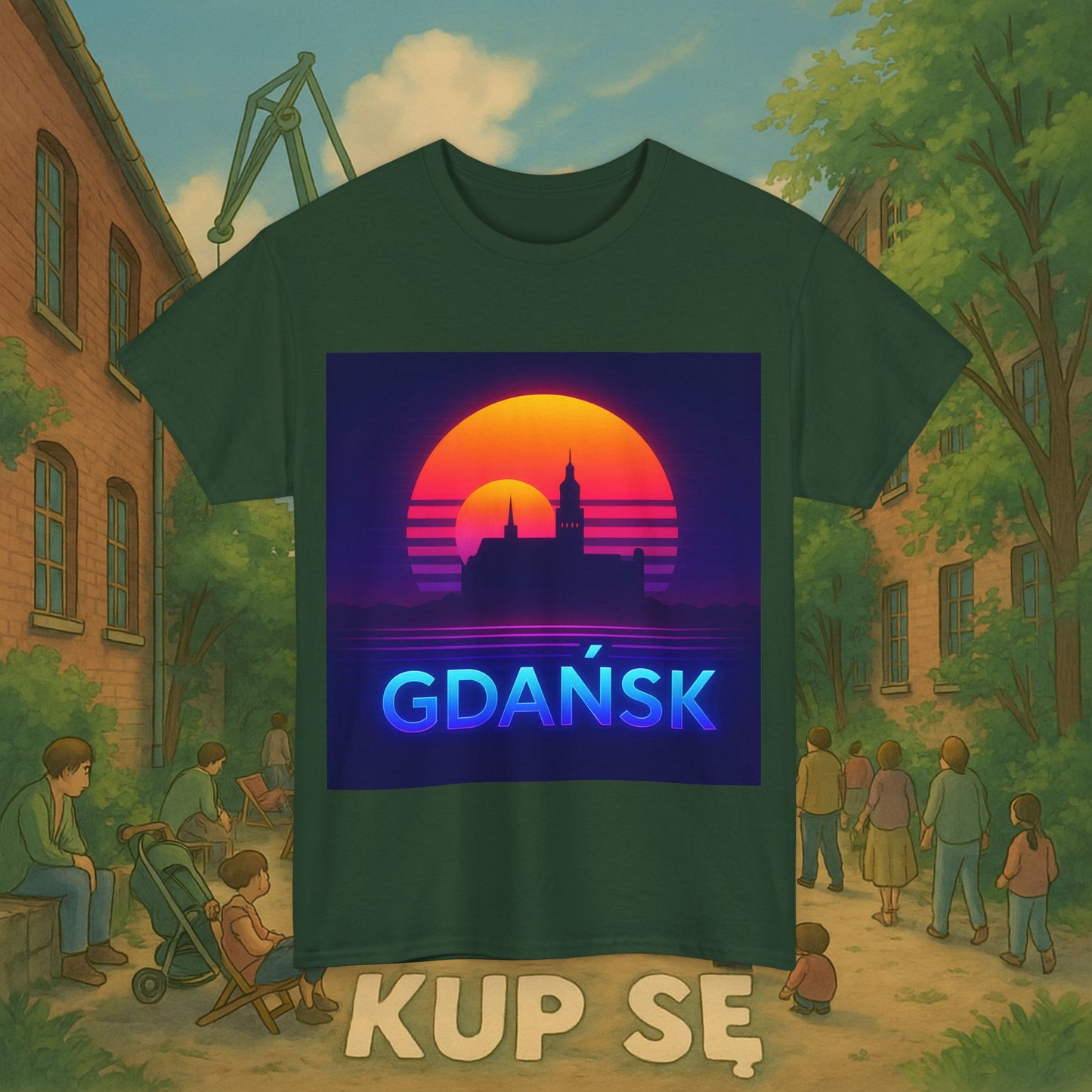 KupSe Panorama Gdańska Style t-shirt - Unisex Heavy Cotton Tee