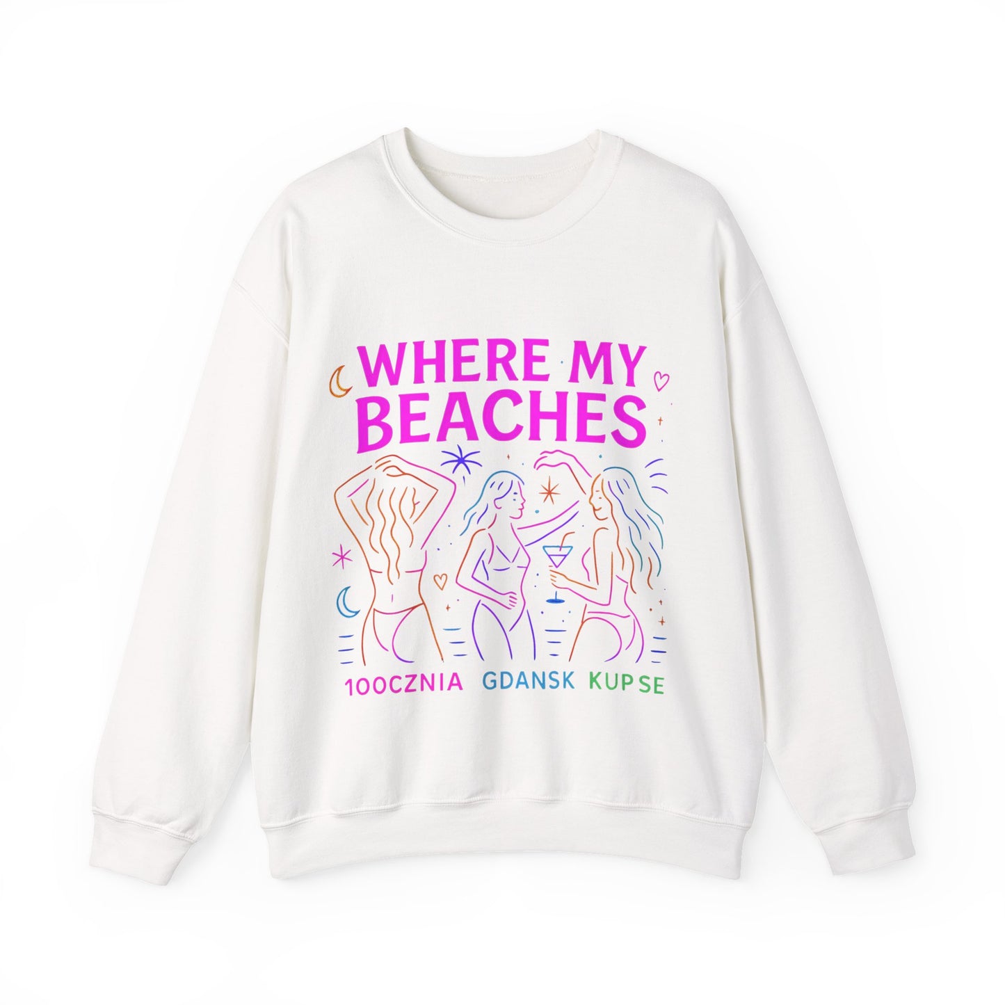 Bluza unisex z grafiką Kup Se Where My Beaches – klasyczny crewneck i miejski styl