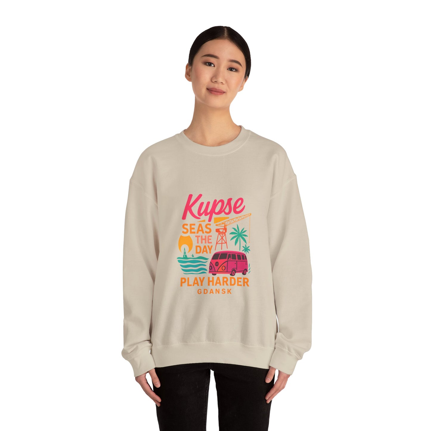 Bluza unisex z grafiką Kup Se Play Harder – klasyczny crewneck i miejski styl