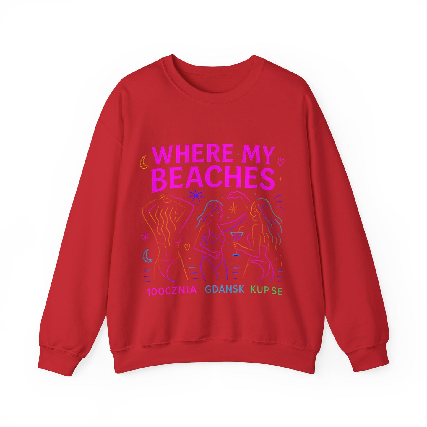 Bluza unisex z grafiką Kup Se Where My Beaches – klasyczny crewneck i miejski styl