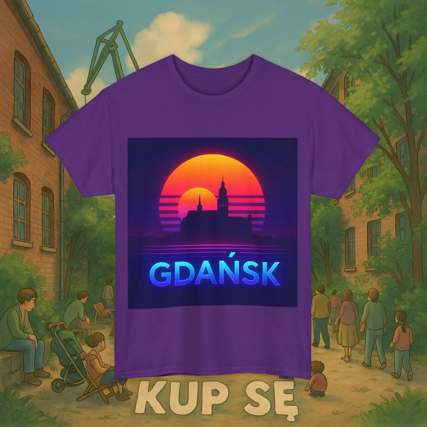 KupSe Panorama Gdańska Style t-shirt - Unisex Heavy Cotton Tee