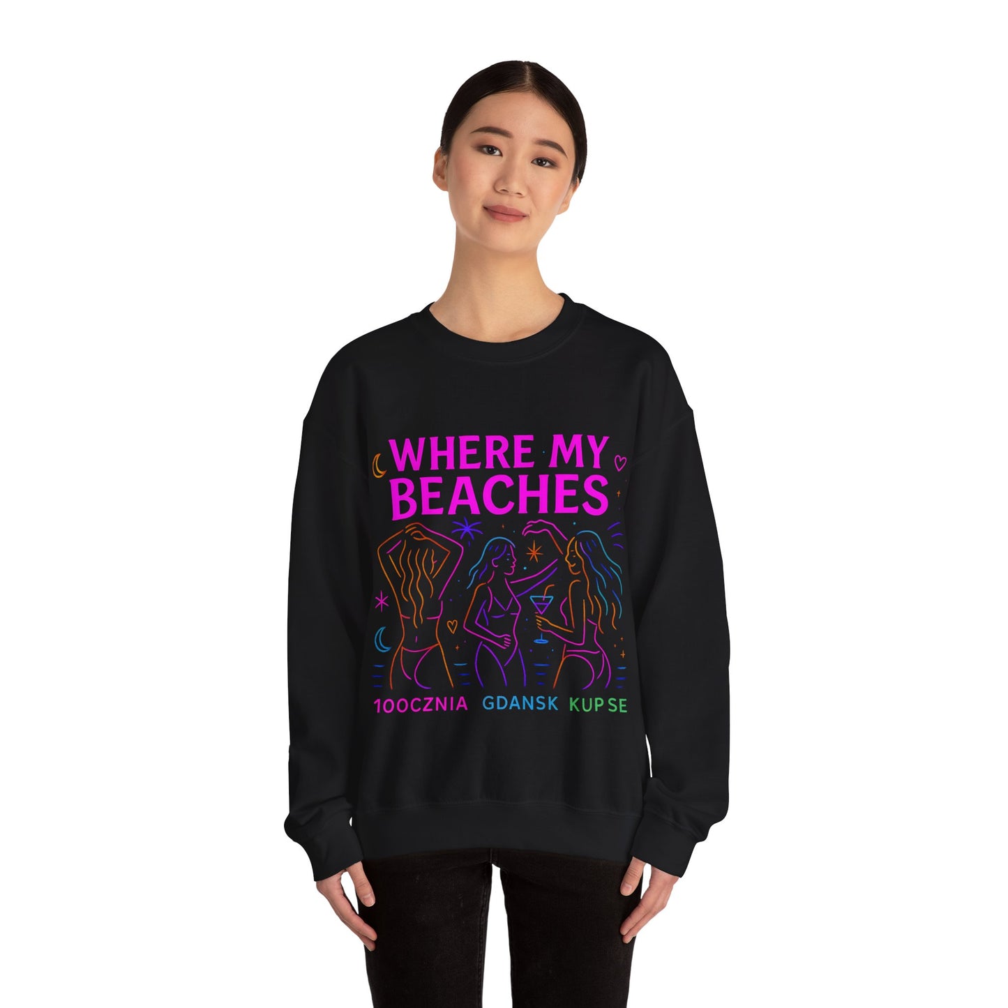 Bluza unisex z grafiką Kup Se Where My Beaches – klasyczny crewneck i miejski styl