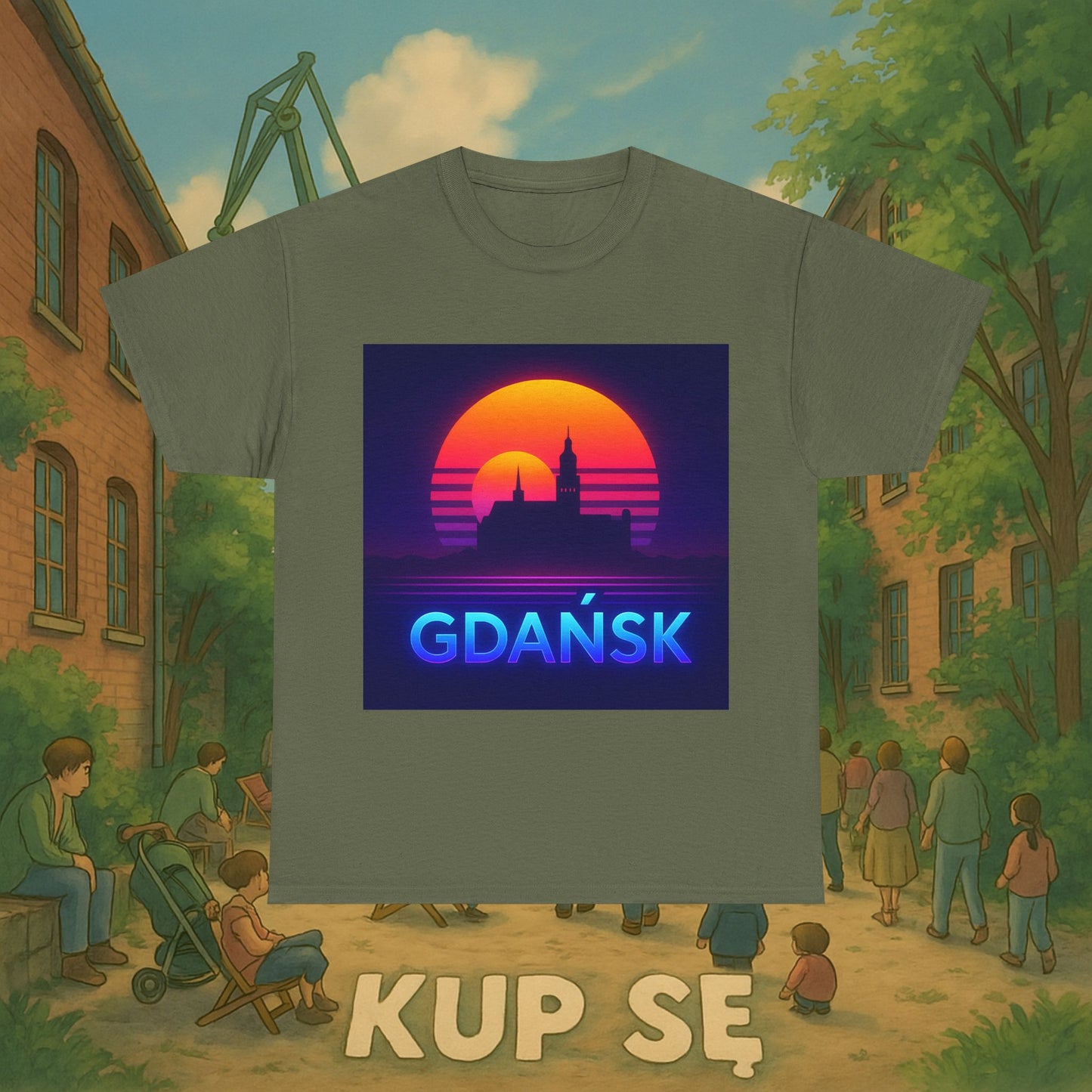 KupSe Panorama Gdańska Style t-shirt - Unisex Heavy Cotton Tee