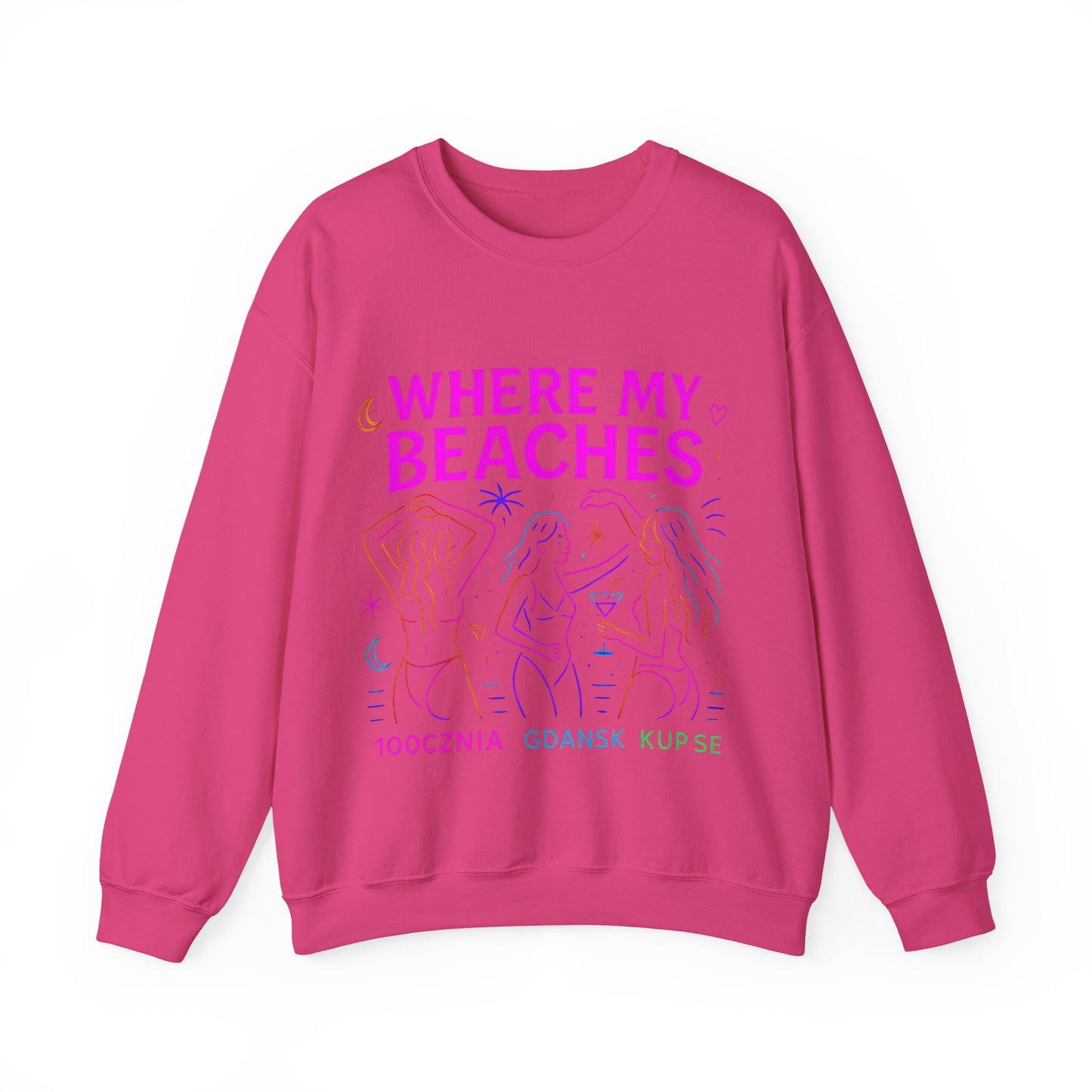 Bluza unisex z grafiką Kup Se Where My Beaches – klasyczny crewneck i miejski styl