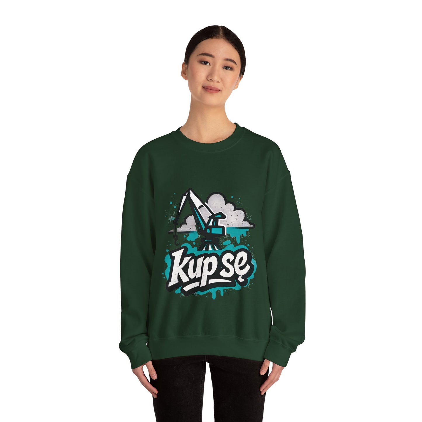 Bluza unisex z grafiką Kup Se Dźwig– klasyczny crewneck i miejski styl