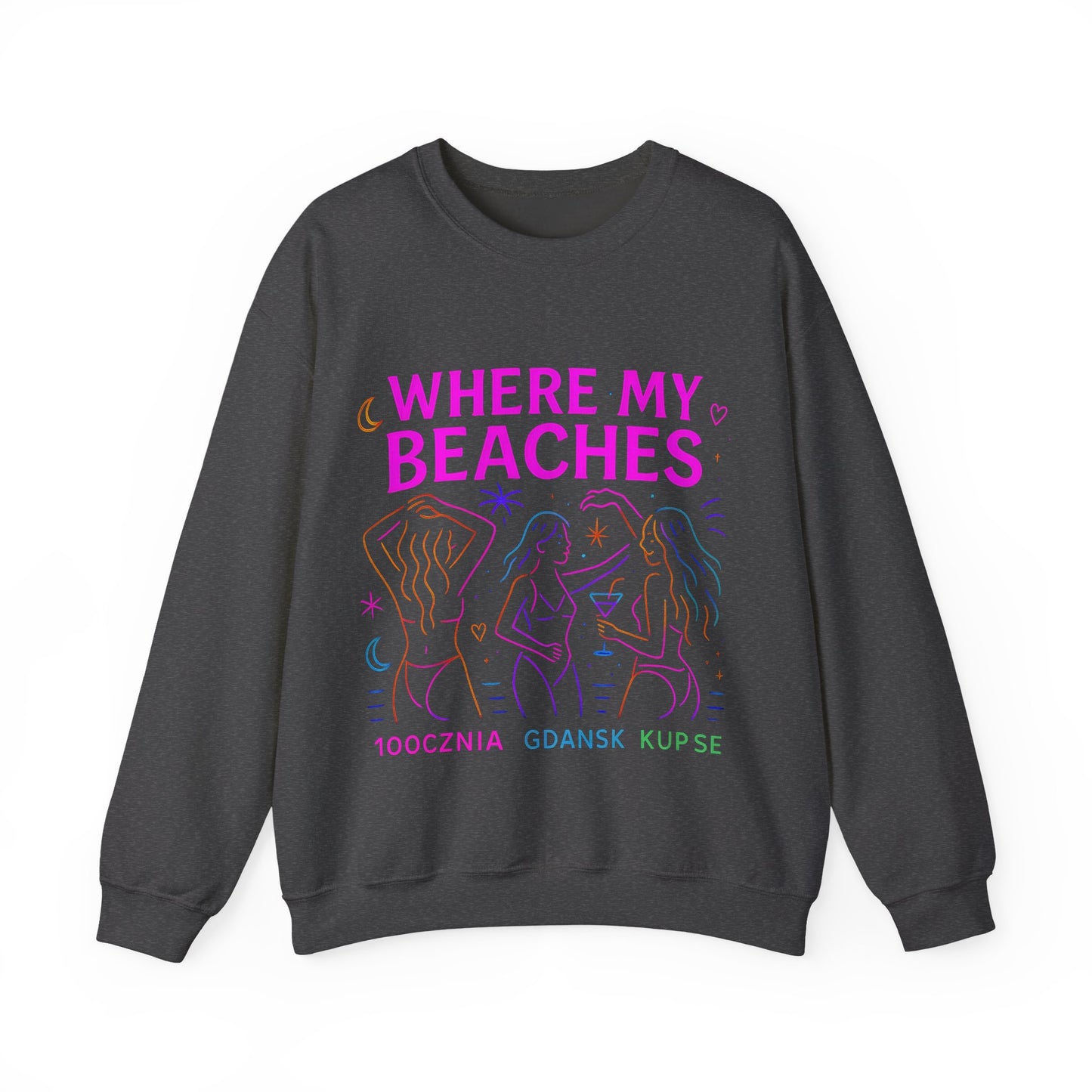Bluza unisex z grafiką Kup Se Where My Beaches – klasyczny crewneck i miejski styl