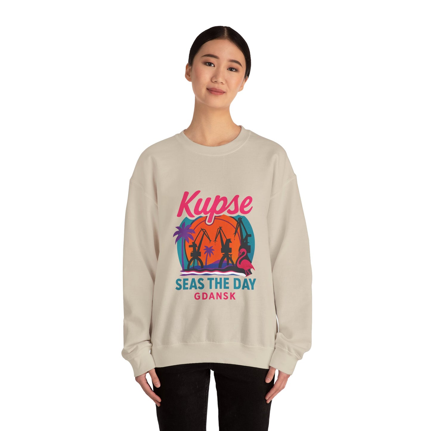 Bluza unisex z grafiką Kup Se Seas The Day – klasyczny crewneck i miejski styl