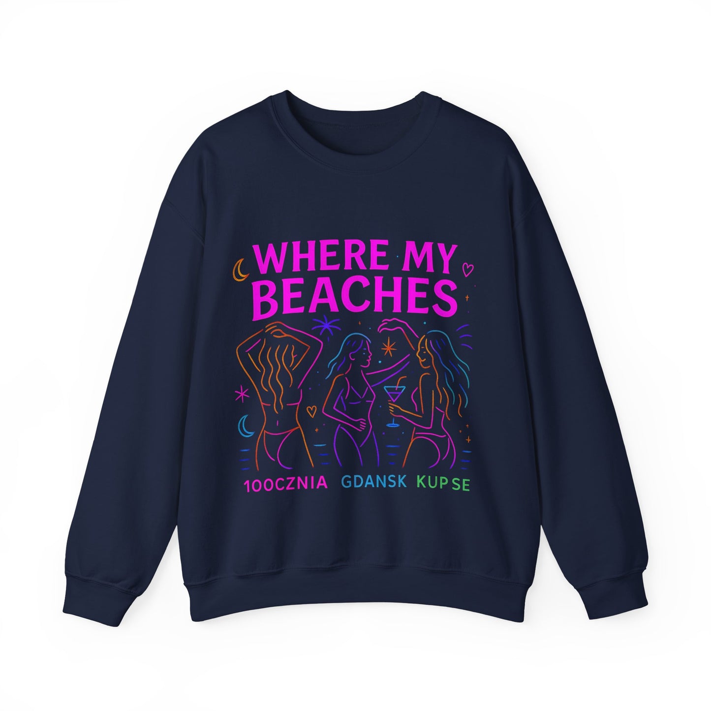 Bluza unisex z grafiką Kup Se Where My Beaches – klasyczny crewneck i miejski styl