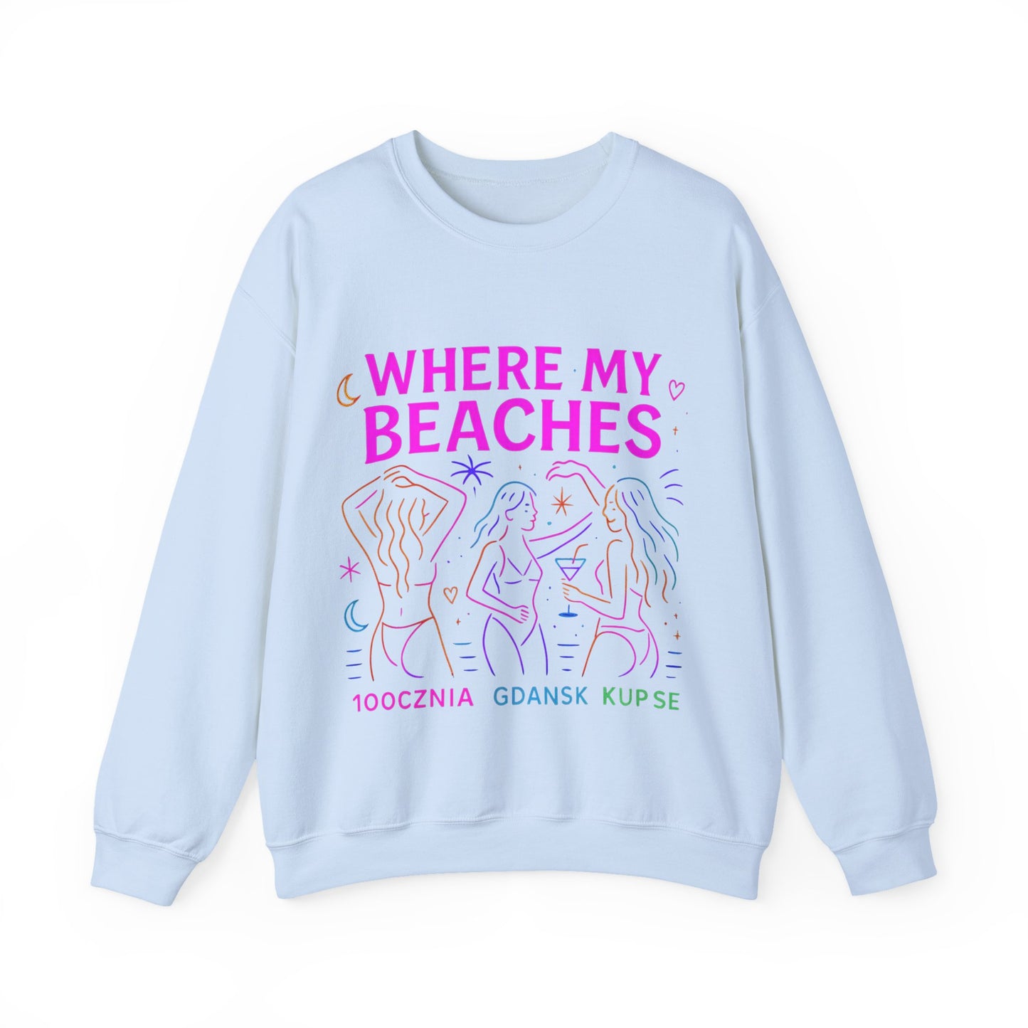 Bluza unisex z grafiką Kup Se Where My Beaches – klasyczny crewneck i miejski styl