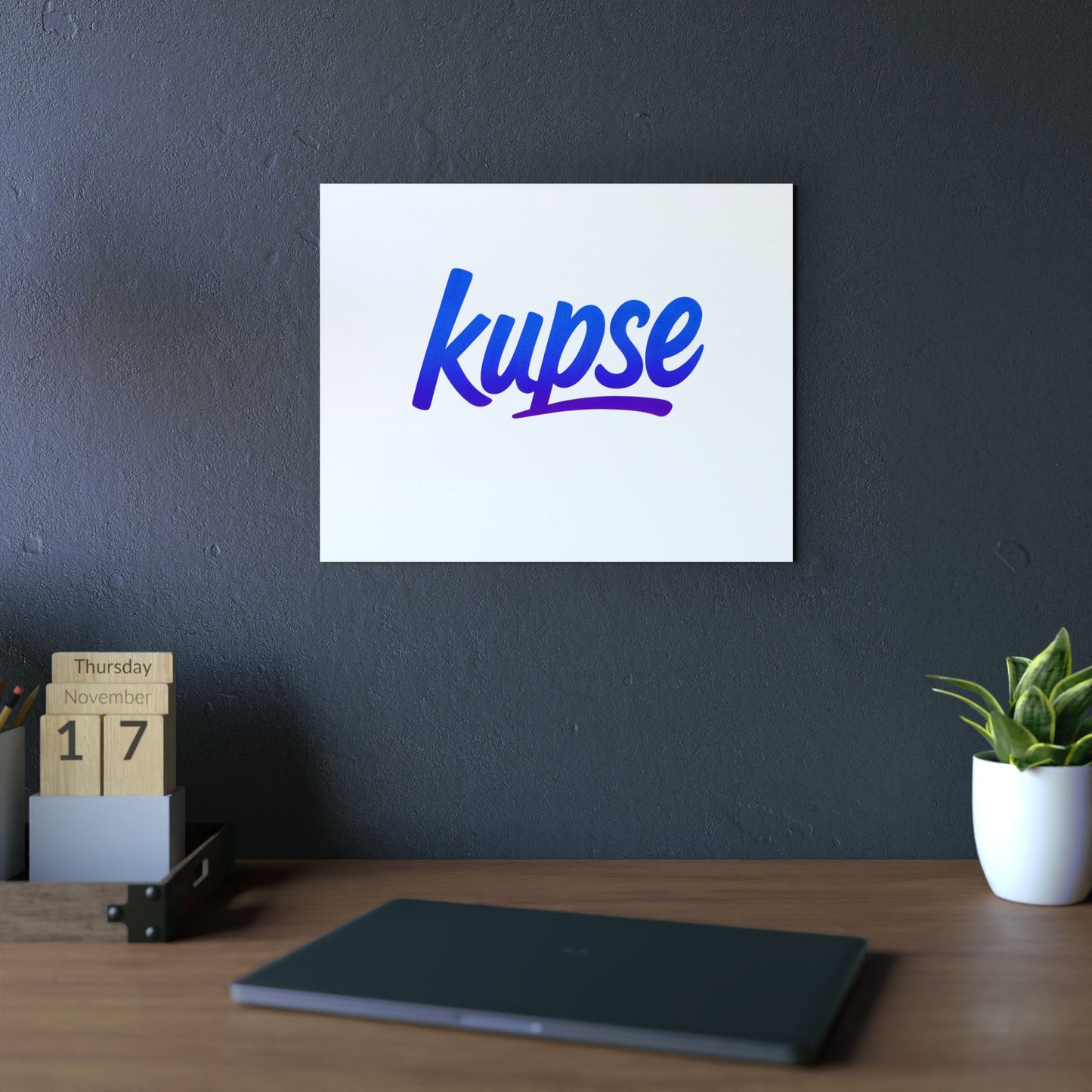 Obraz na panelu aluminiowym Kupse Logo Blue – trwały wydruk w stylu Kup Se