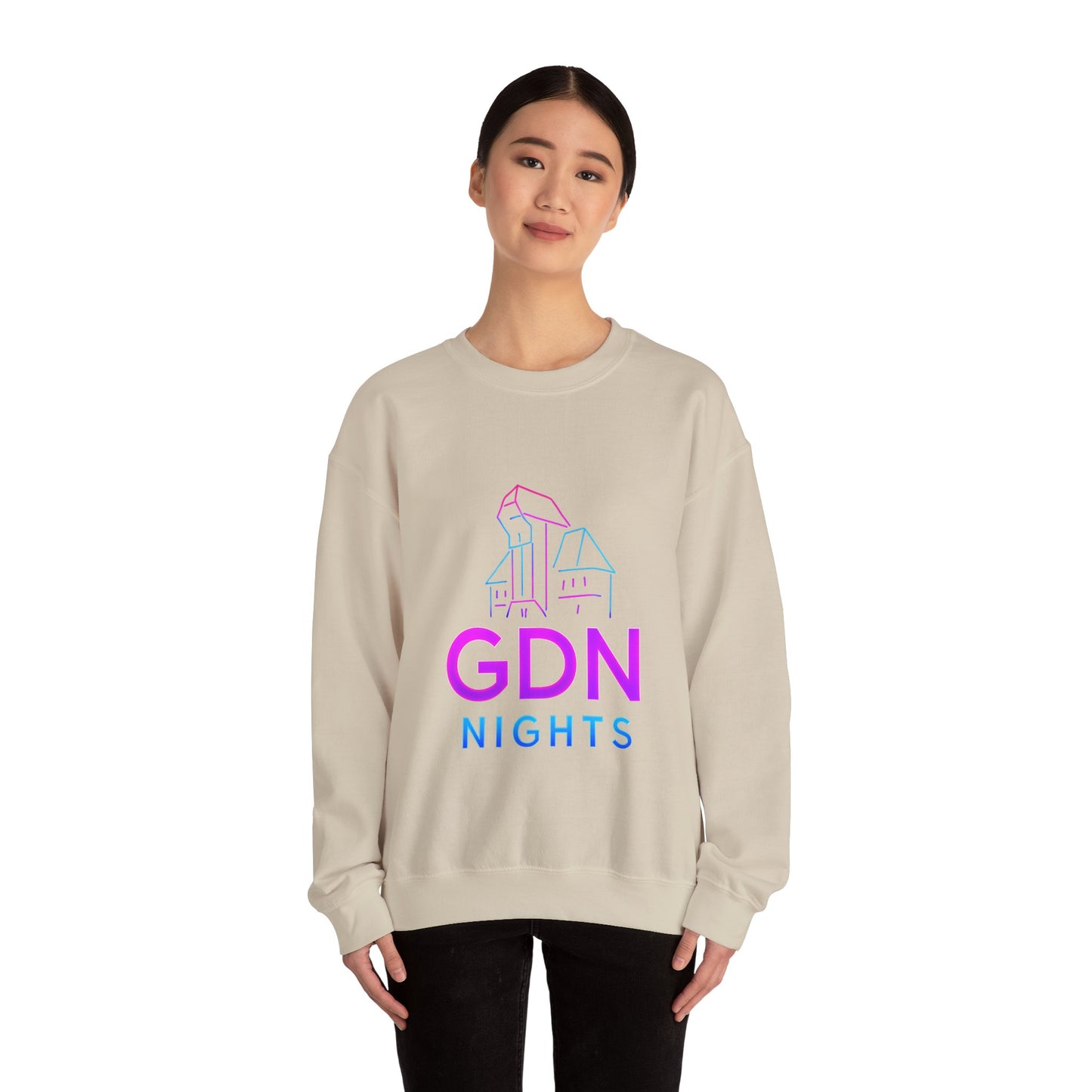 Bluza unisex z grafiką Kup Se GDN Nights – klasyczny crewneck i miejski styl