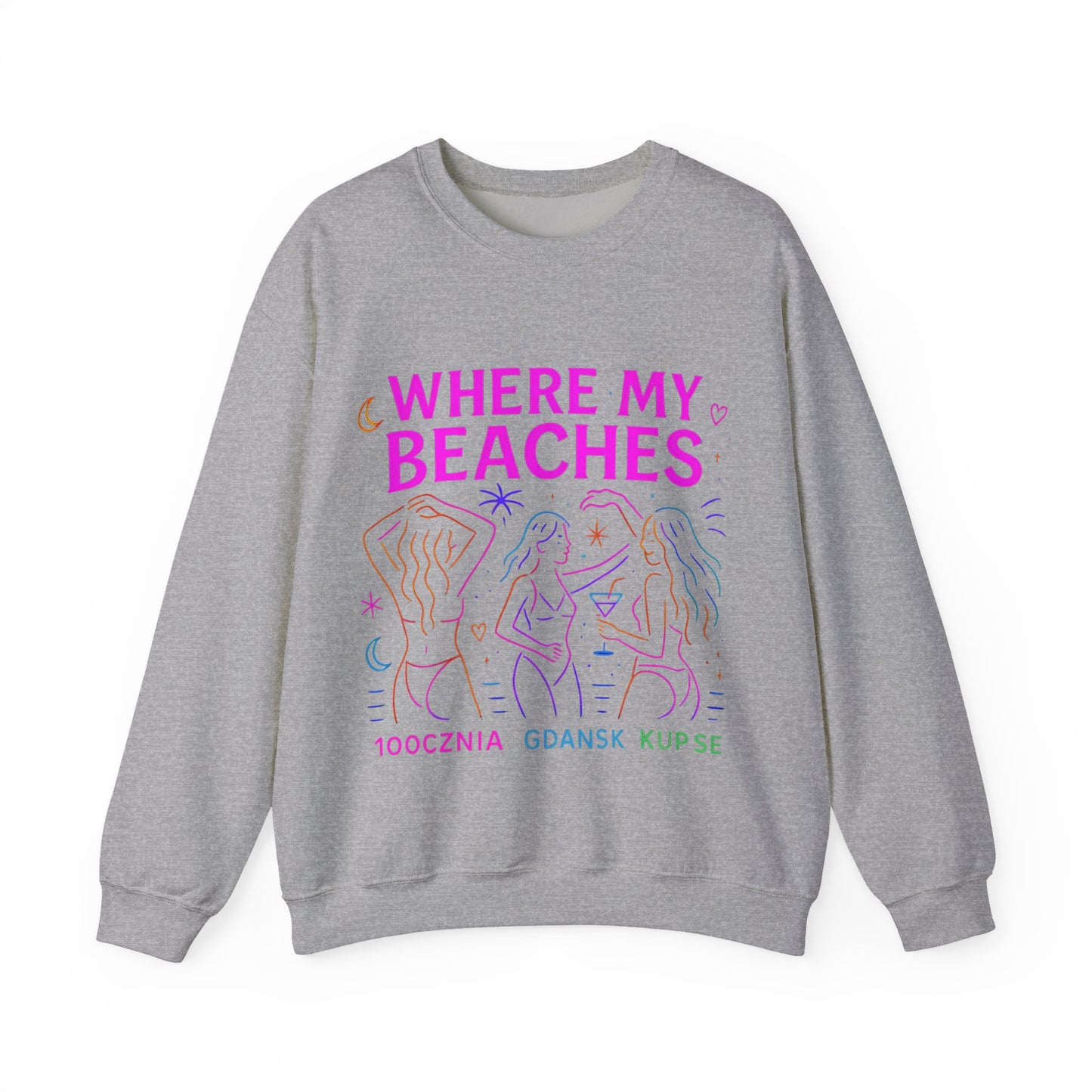Bluza unisex z grafiką Kup Se Where My Beaches – klasyczny crewneck i miejski styl