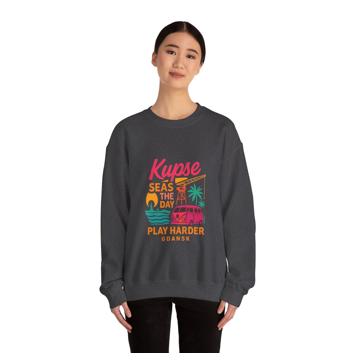 Bluza unisex z grafiką Kup Se Play Harder – klasyczny crewneck i miejski styl