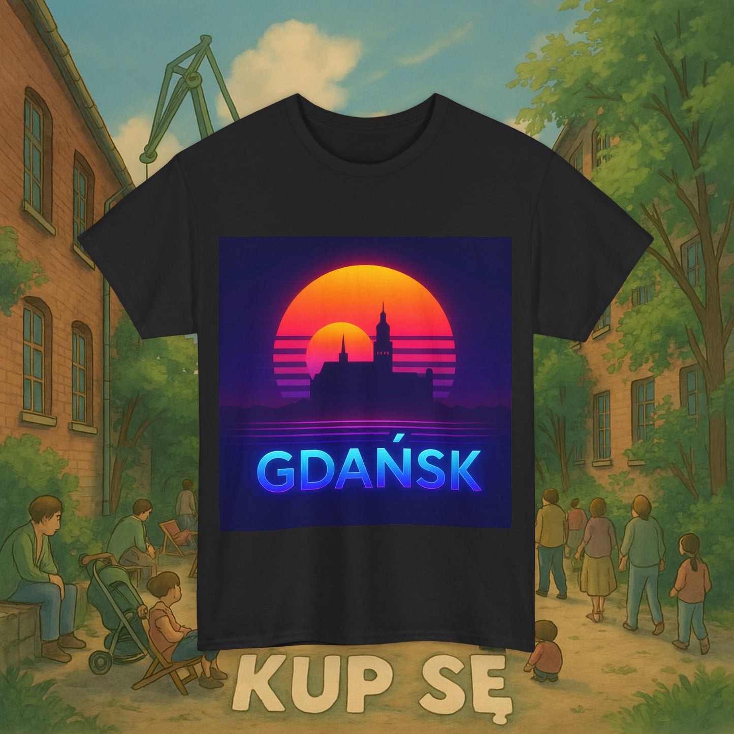 KupSe Panorama Gdańska Style t-shirt - Unisex Heavy Cotton Tee