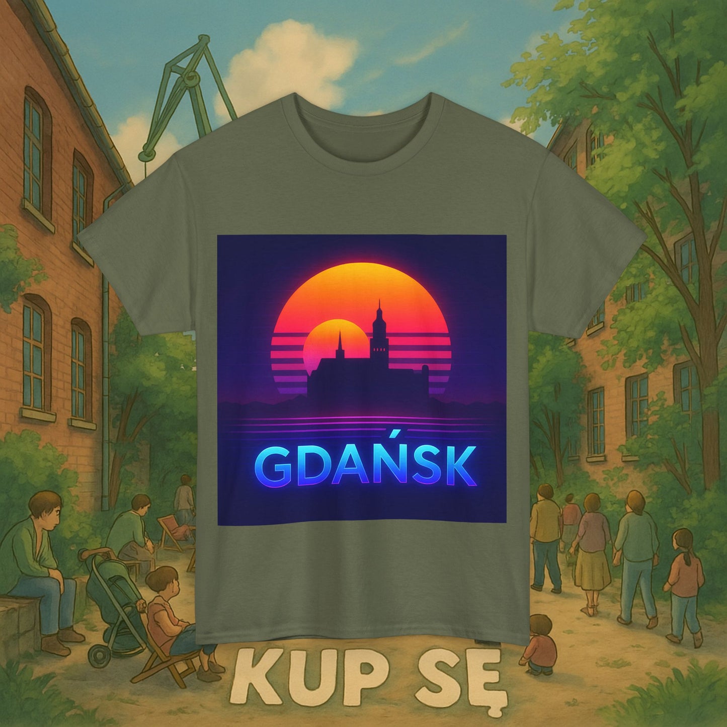KupSe Panorama Gdańska Style t-shirt - Unisex Heavy Cotton Tee