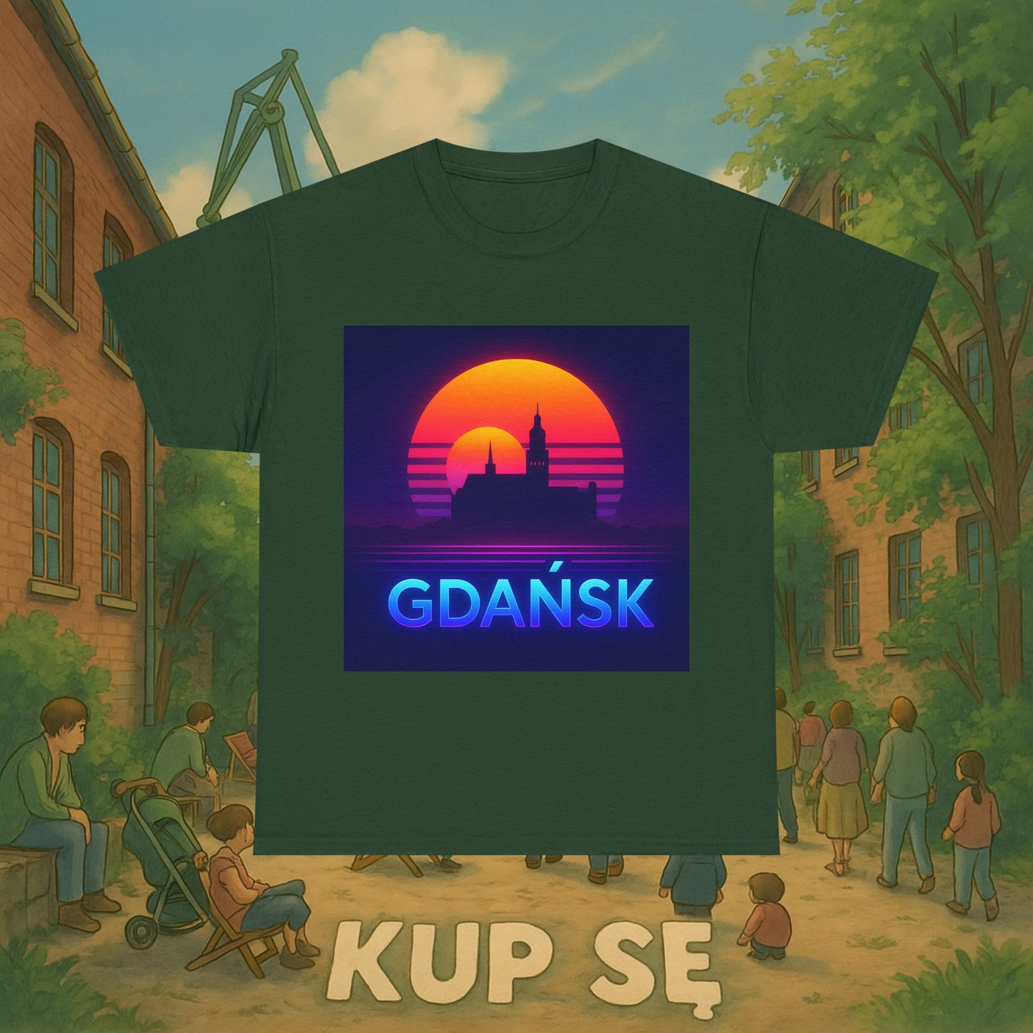 KupSe Panorama Gdańska Style t-shirt - Unisex Heavy Cotton Tee