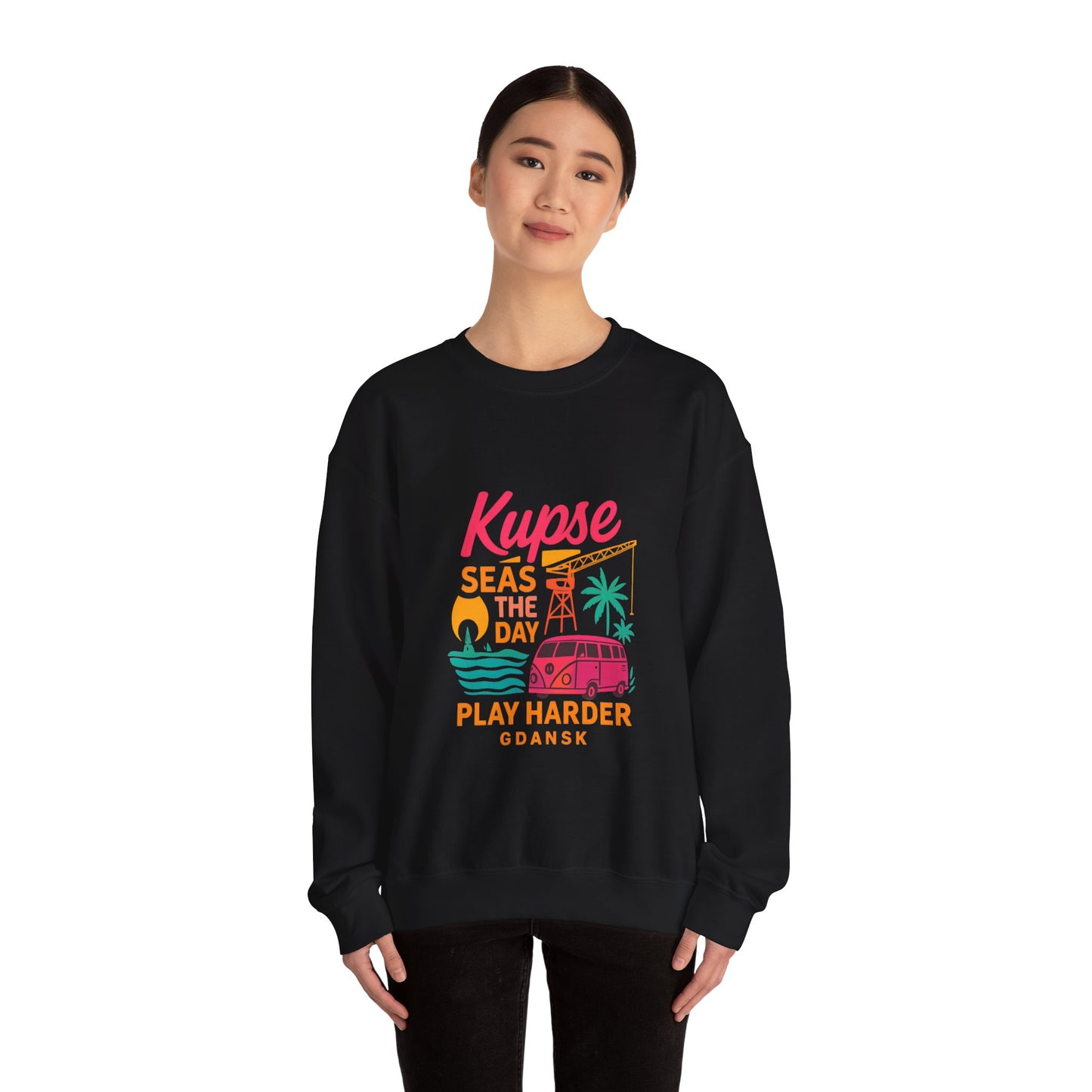 Bluza unisex z grafiką Kup Se Play Harder – klasyczny crewneck i miejski styl
