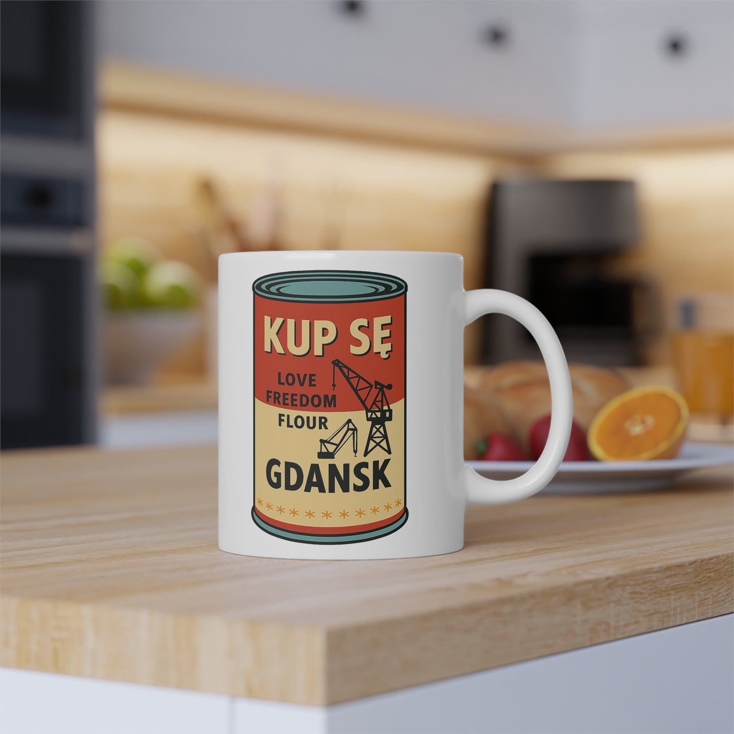Kubek z Grafiką Kup Se – Gdańsk, Wolność i Styl