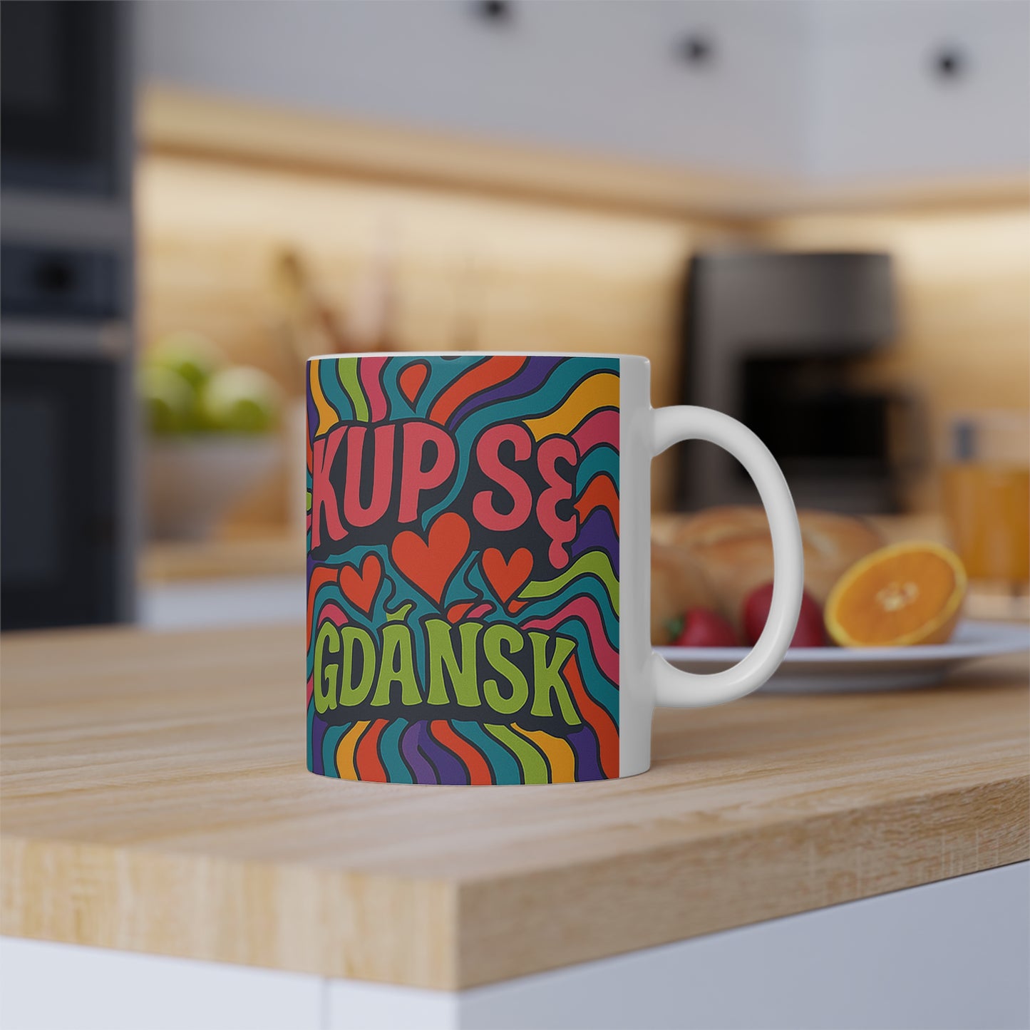 Kubek KupSe z Motywem Gdańska – Hippie Vibe i Kolorowa Energia