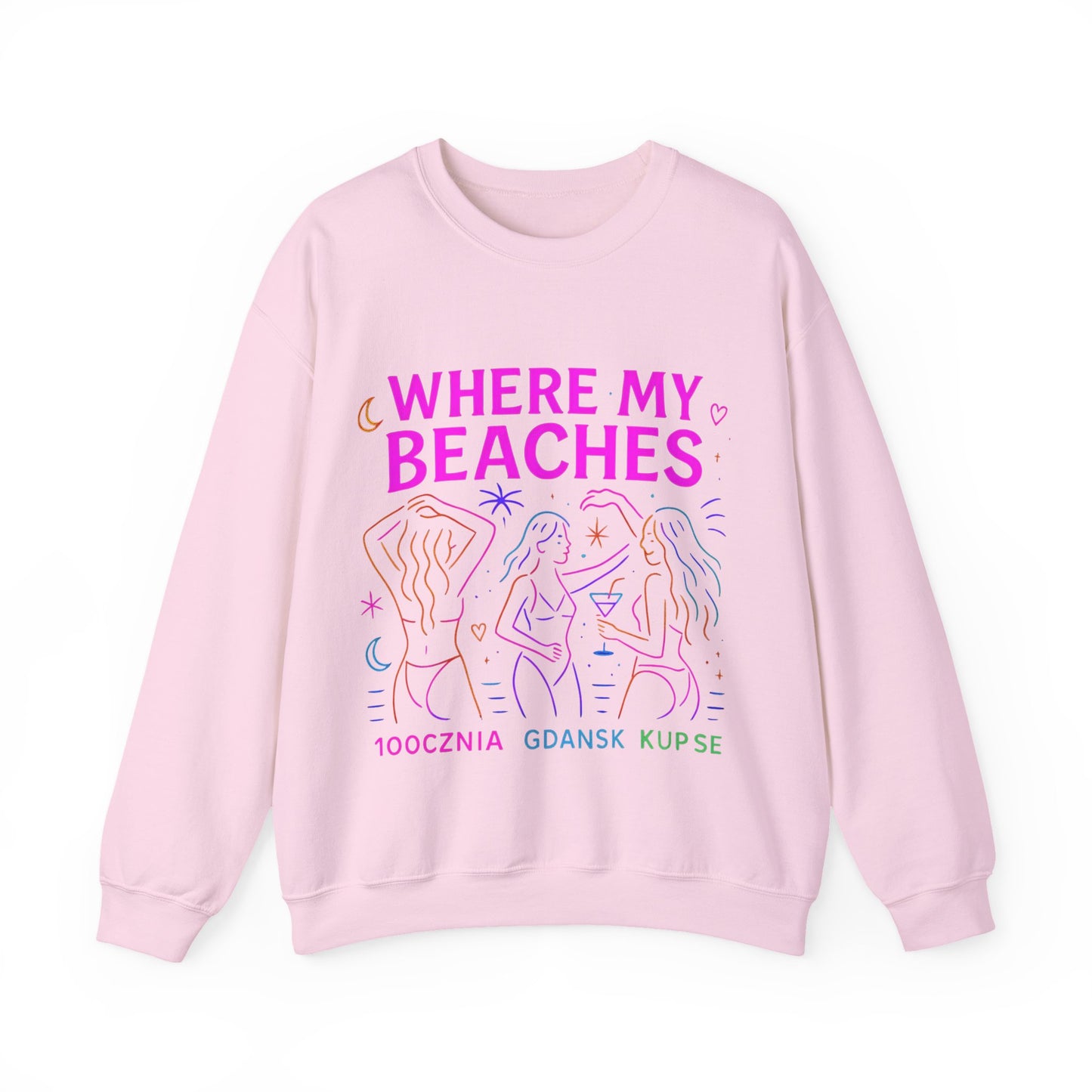 Bluza unisex z grafiką Kup Se Where My Beaches – klasyczny crewneck i miejski styl