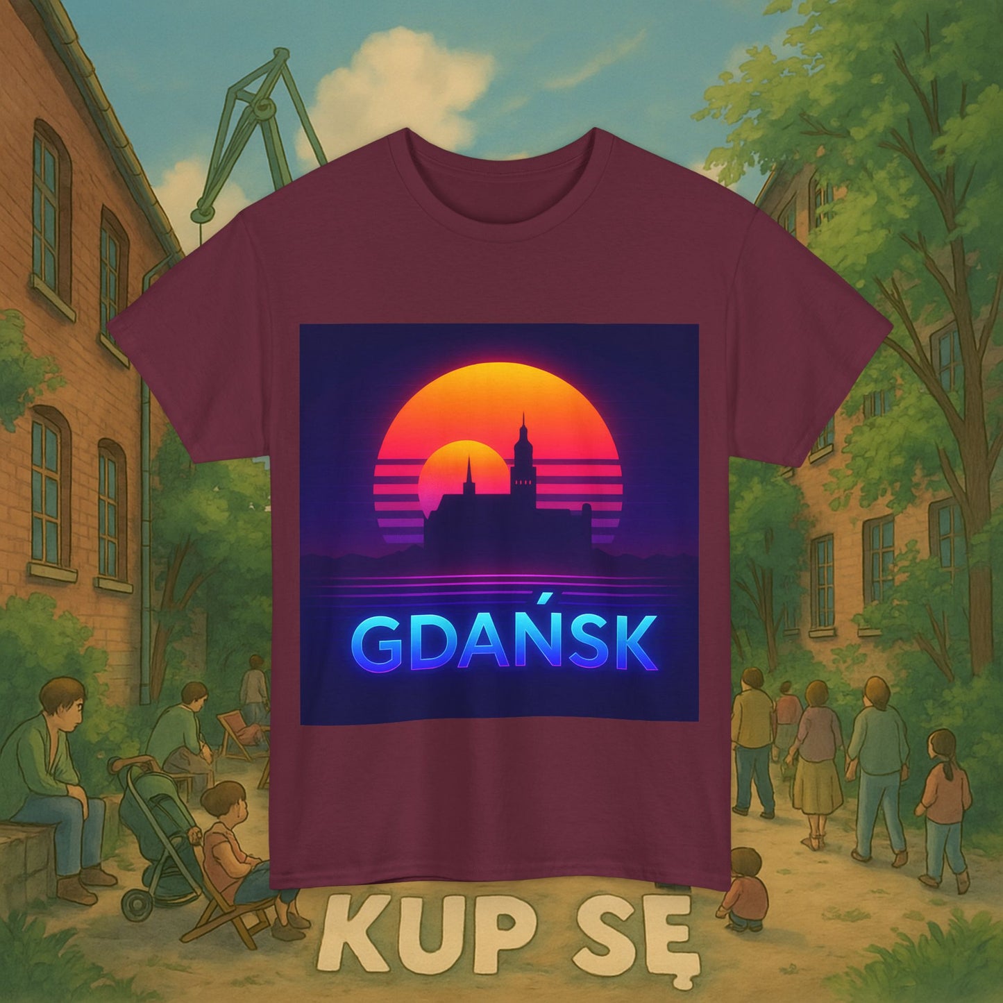KupSe Panorama Gdańska Style t-shirt - Unisex Heavy Cotton Tee