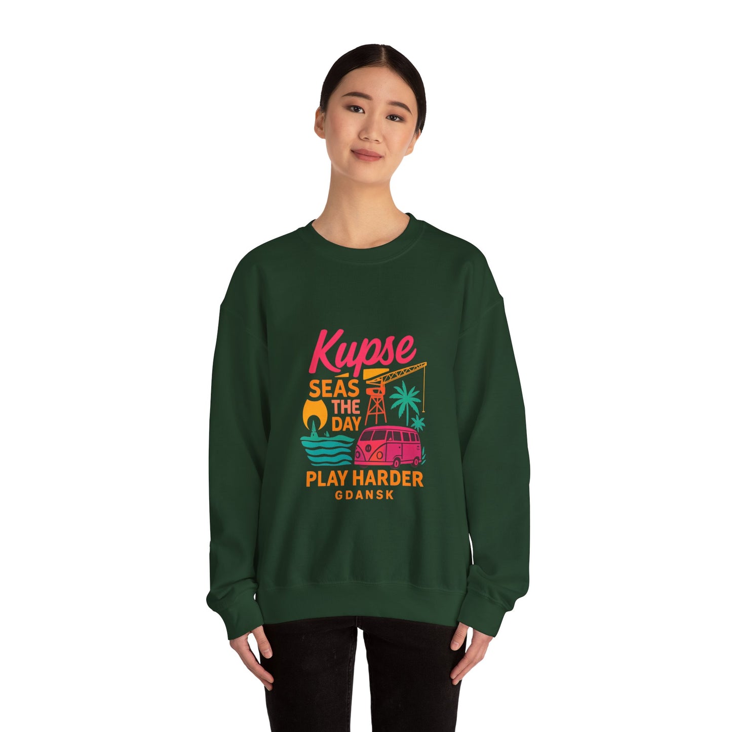 Bluza unisex z grafiką Kup Se Play Harder – klasyczny crewneck i miejski styl