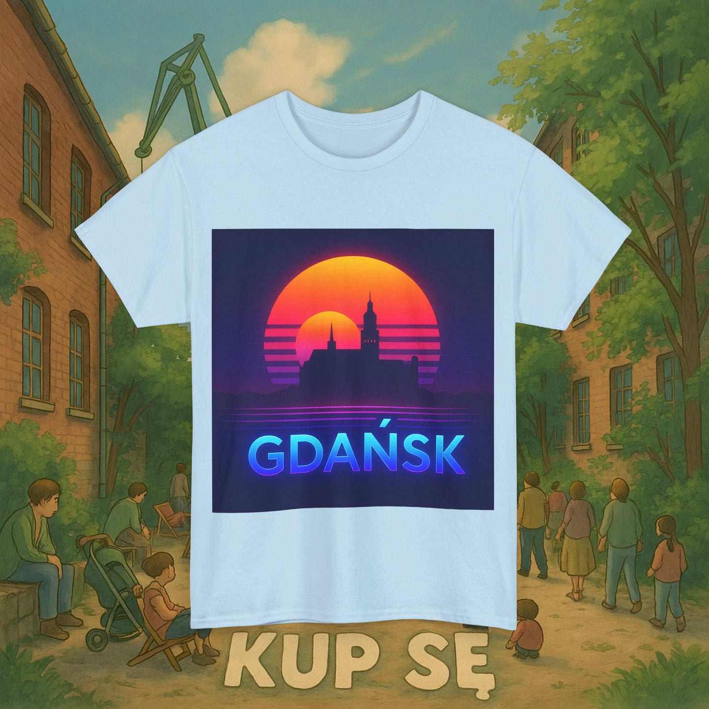 KupSe Panorama Gdańska Style t-shirt - Unisex Heavy Cotton Tee