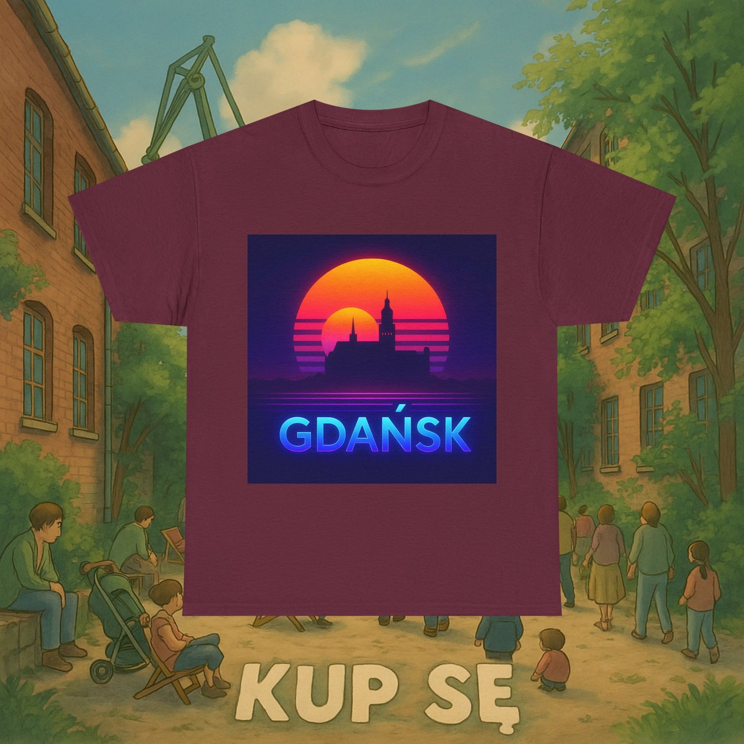 KupSe Panorama Gdańska Style t-shirt - Unisex Heavy Cotton Tee