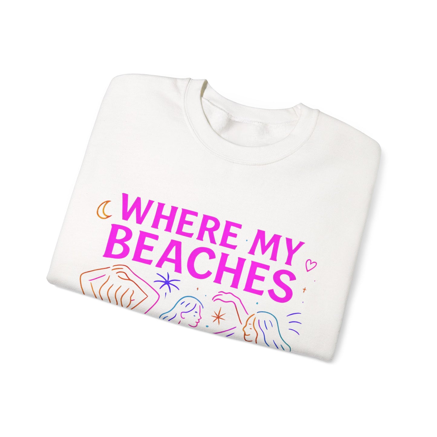 Bluza unisex z grafiką Kup Se Where My Beaches – klasyczny crewneck i miejski styl