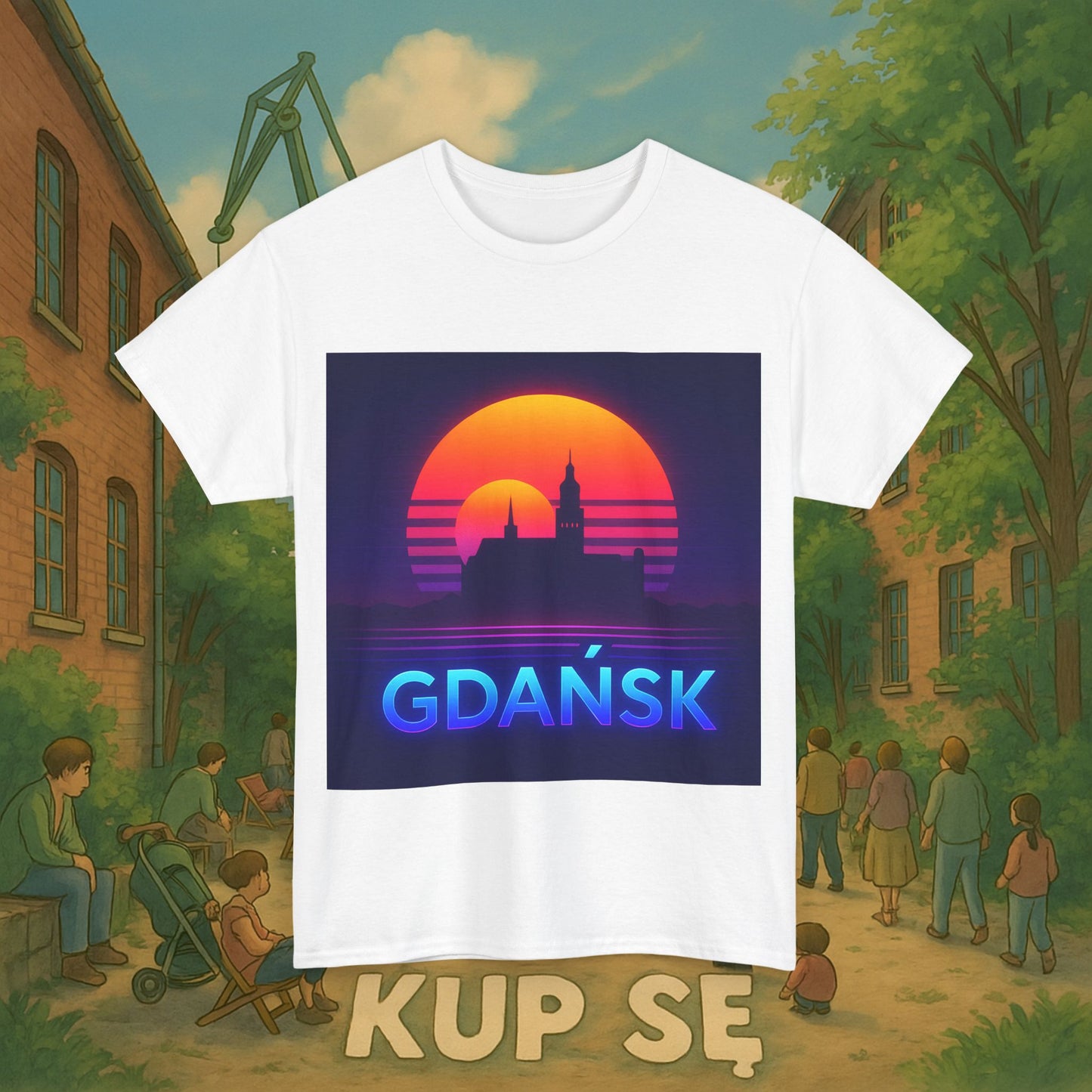 KupSe Panorama Gdańska Style t-shirt - Unisex Heavy Cotton Tee