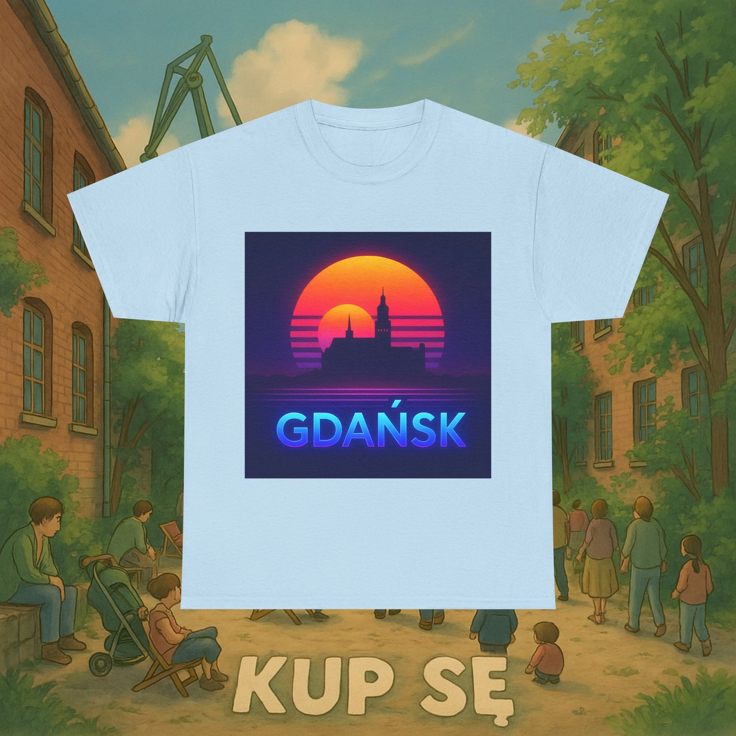 KupSe Panorama Gdańska Style t-shirt - Unisex Heavy Cotton Tee
