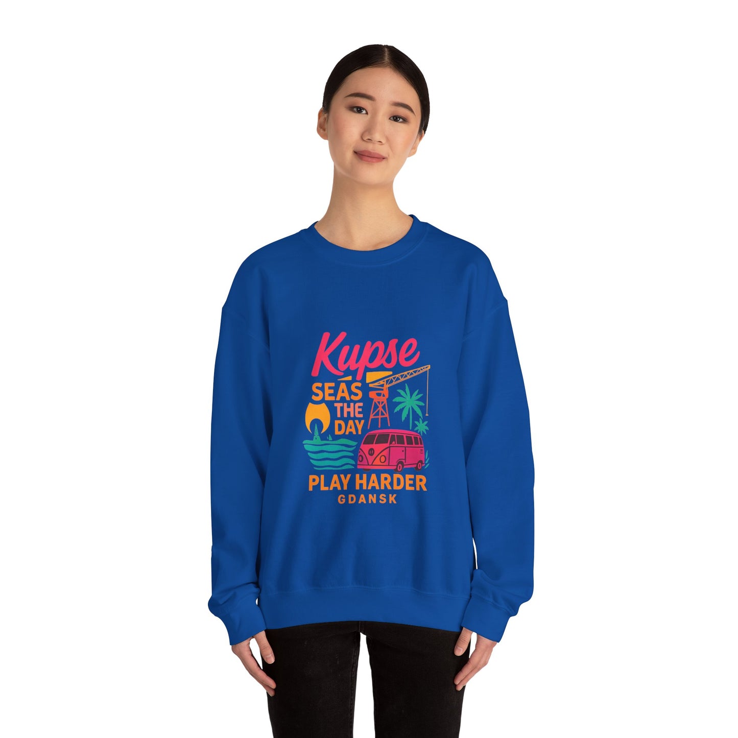 Bluza unisex z grafiką Kup Se Play Harder – klasyczny crewneck i miejski styl