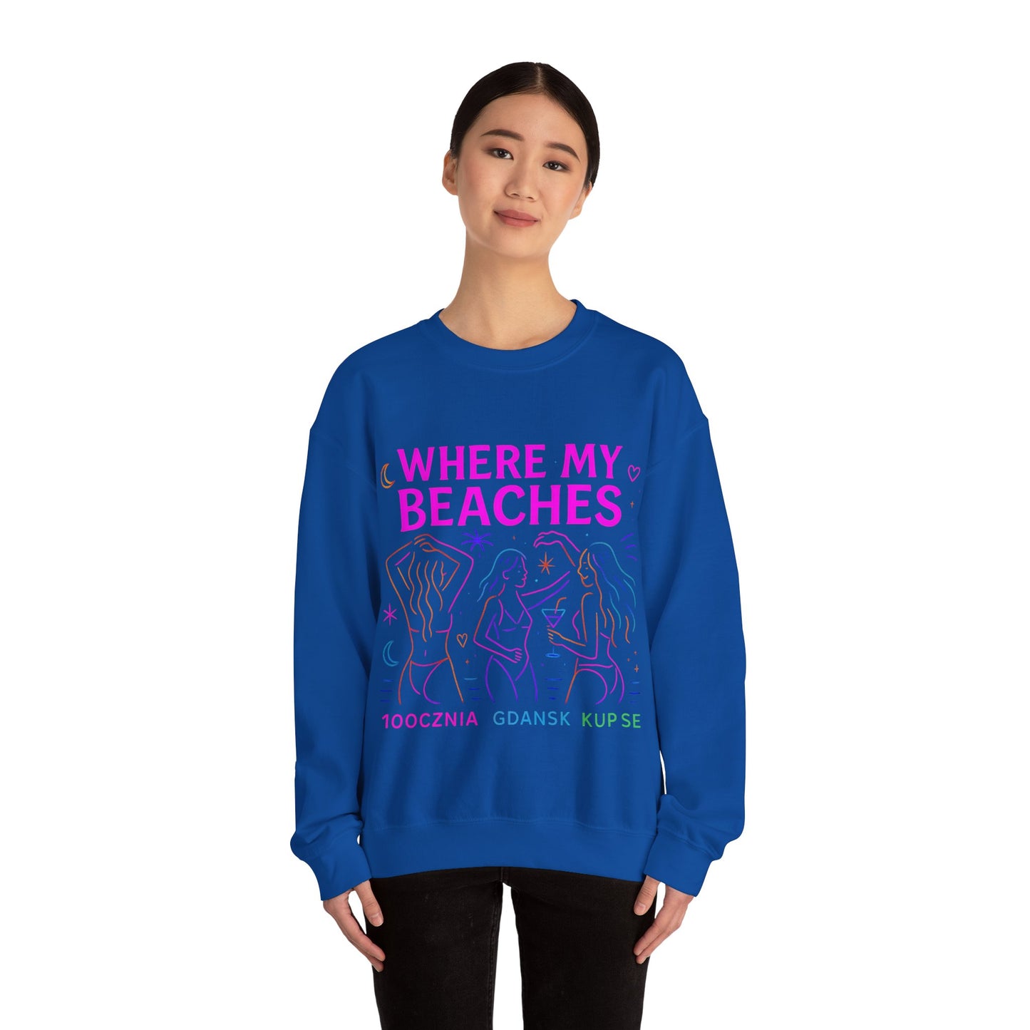 Bluza unisex z grafiką Kup Se Where My Beaches – klasyczny crewneck i miejski styl