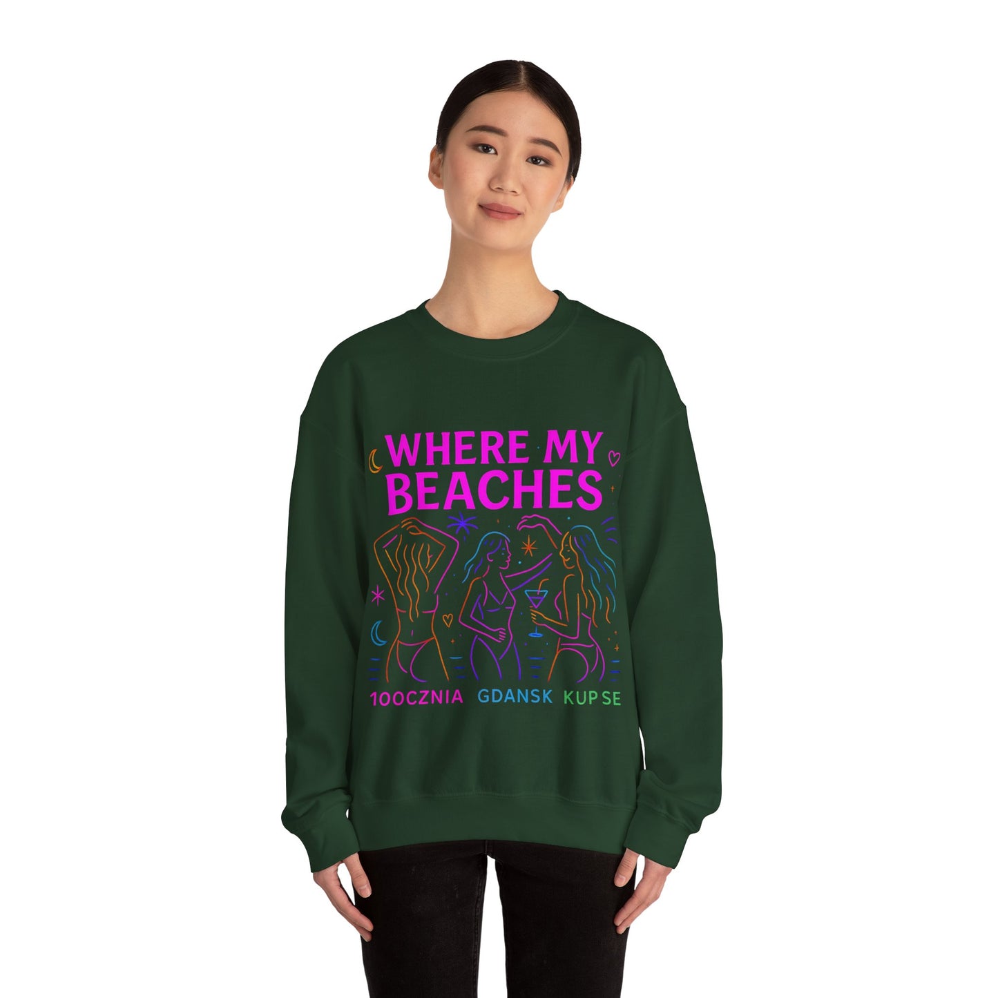Bluza unisex z grafiką Kup Se Where My Beaches – klasyczny crewneck i miejski styl