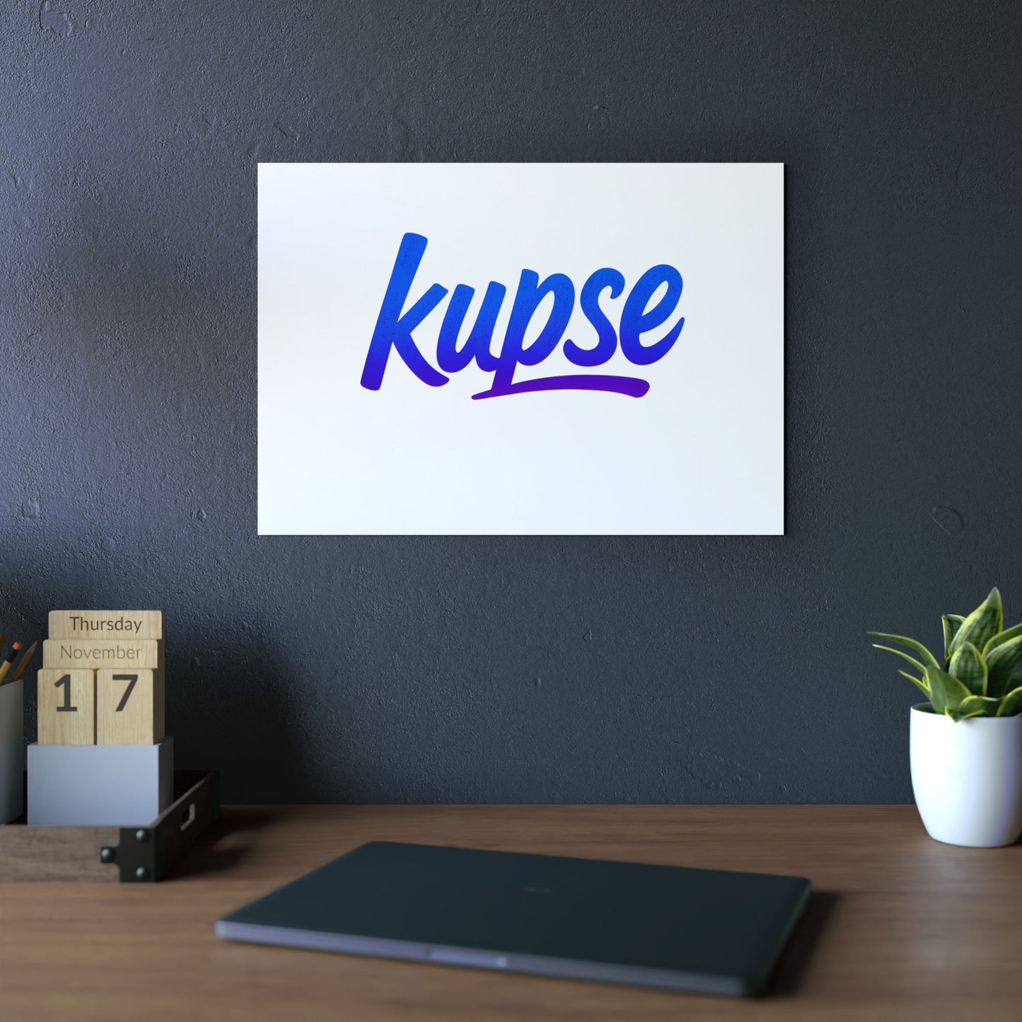 Obraz na panelu aluminiowym Kupse Logo Blue – trwały wydruk w stylu Kup Se