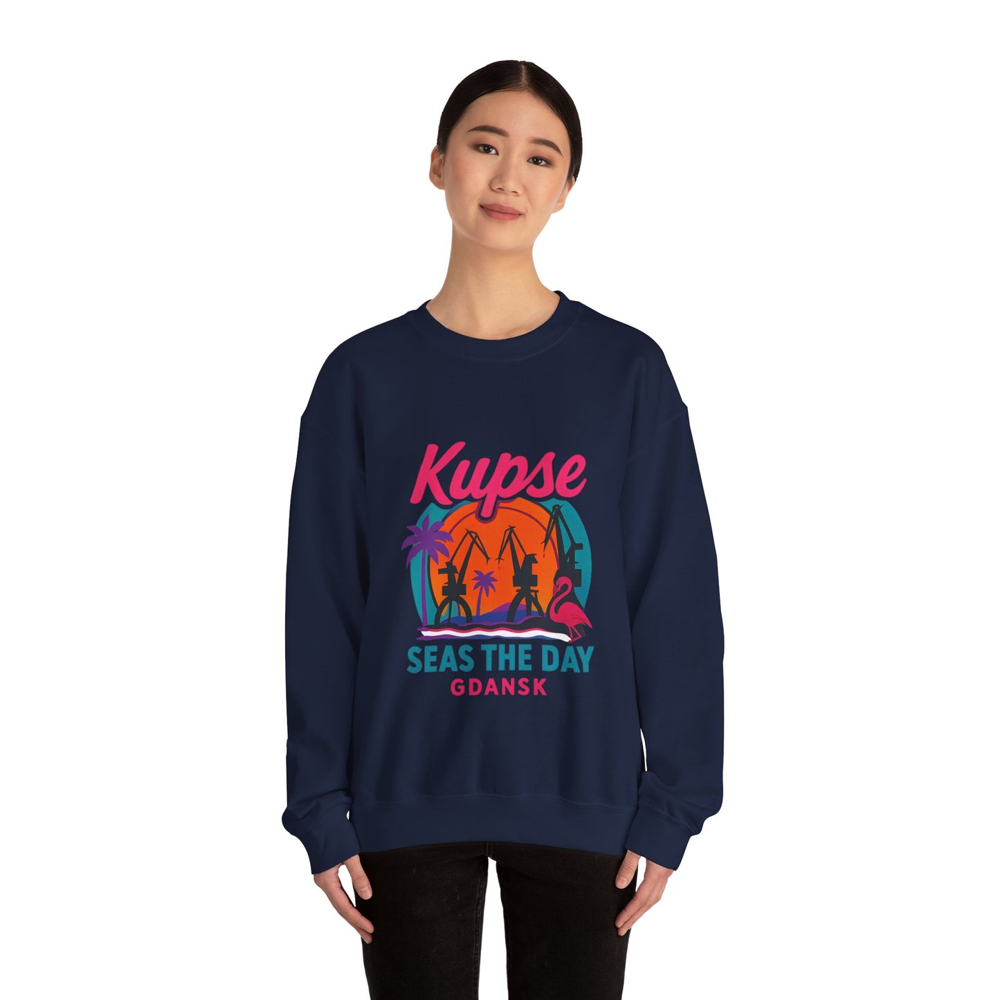 Bluza unisex z grafiką Kup Se Seas The Day – klasyczny crewneck i miejski styl