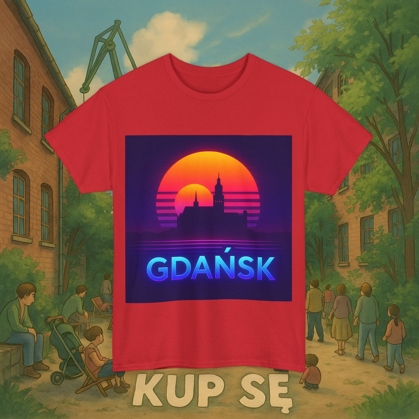 KupSe Panorama Gdańska Style t-shirt - Unisex Heavy Cotton Tee