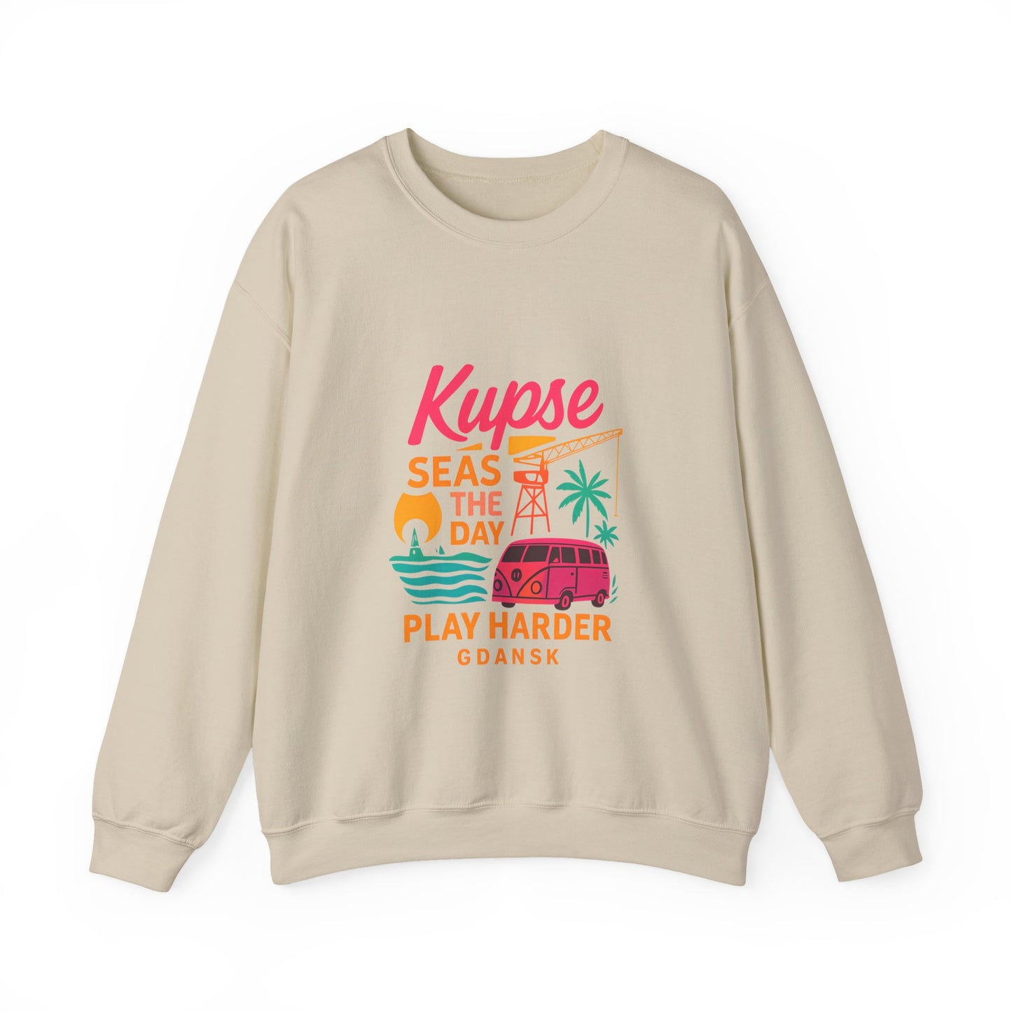 Bluza unisex z grafiką Kup Se Play Harder – klasyczny crewneck i miejski styl