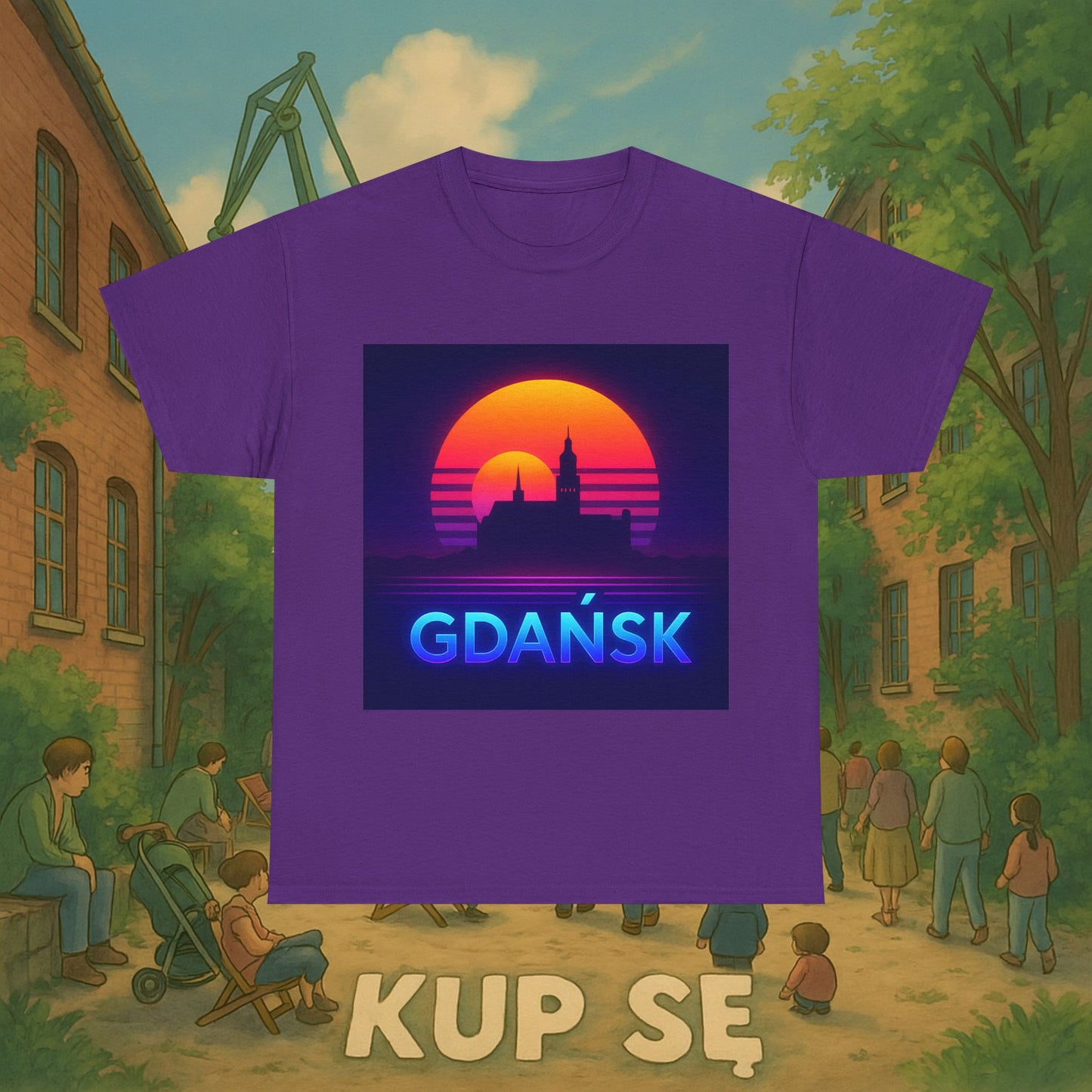 KupSe Panorama Gdańska Style t-shirt - Unisex Heavy Cotton Tee