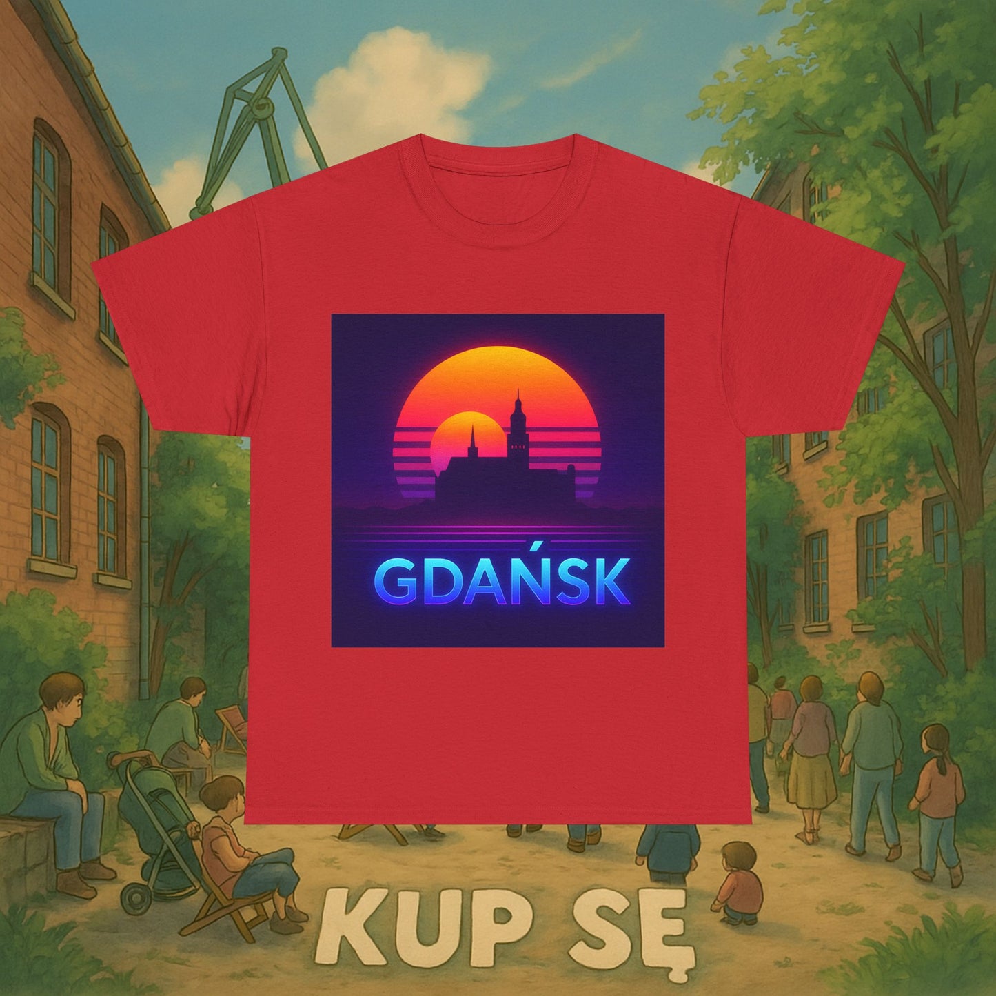 KupSe Panorama Gdańska Style t-shirt - Unisex Heavy Cotton Tee
