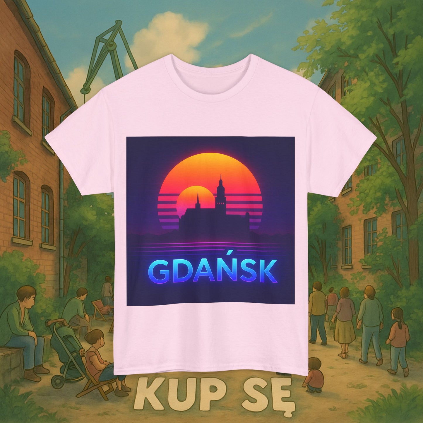KupSe Panorama Gdańska Style t-shirt - Unisex Heavy Cotton Tee