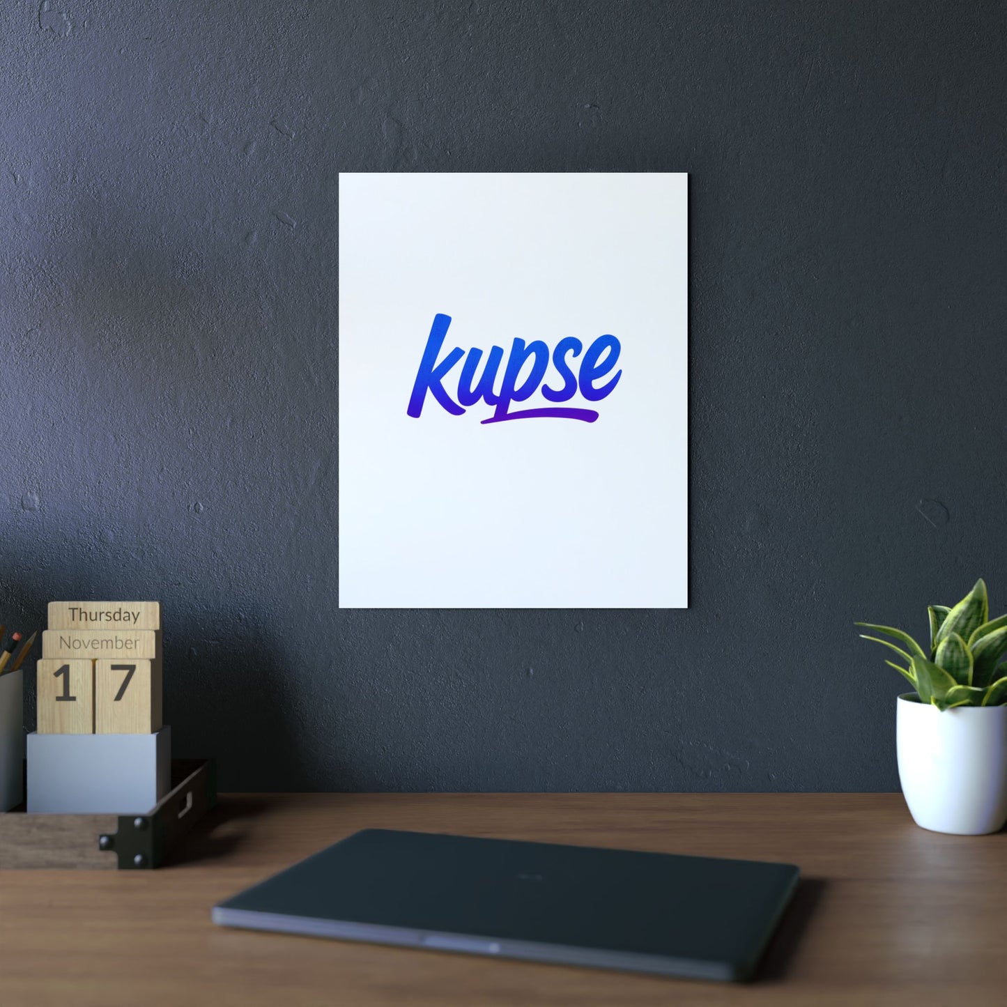 Obraz na panelu aluminiowym Kupse Logo Blue – trwały wydruk w stylu Kup Se