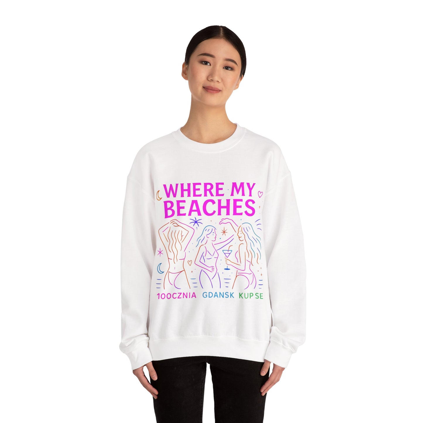 Bluza unisex z grafiką Kup Se Where My Beaches – klasyczny crewneck i miejski styl