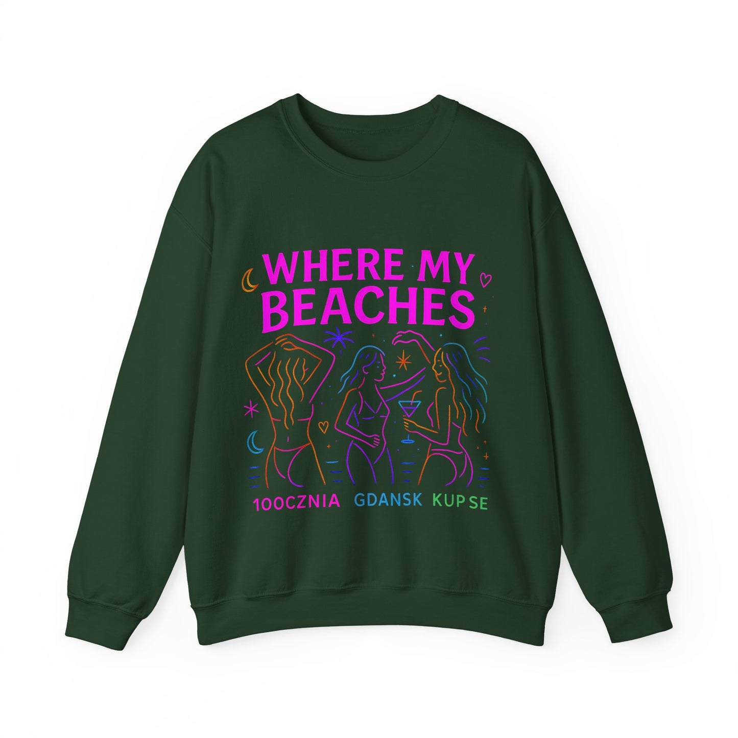 Bluza unisex z grafiką Kup Se Where My Beaches – klasyczny crewneck i miejski styl