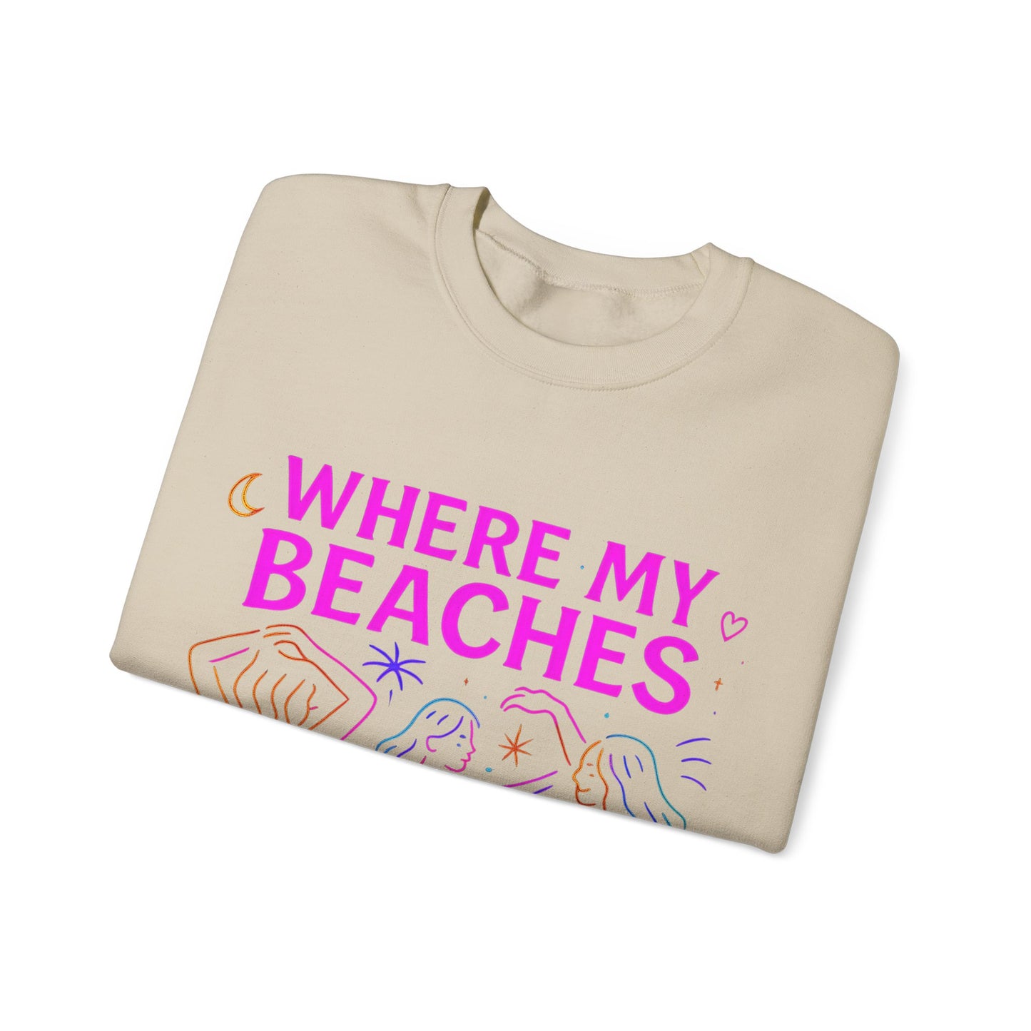 Bluza unisex z grafiką Kup Se Where My Beaches – klasyczny crewneck i miejski styl