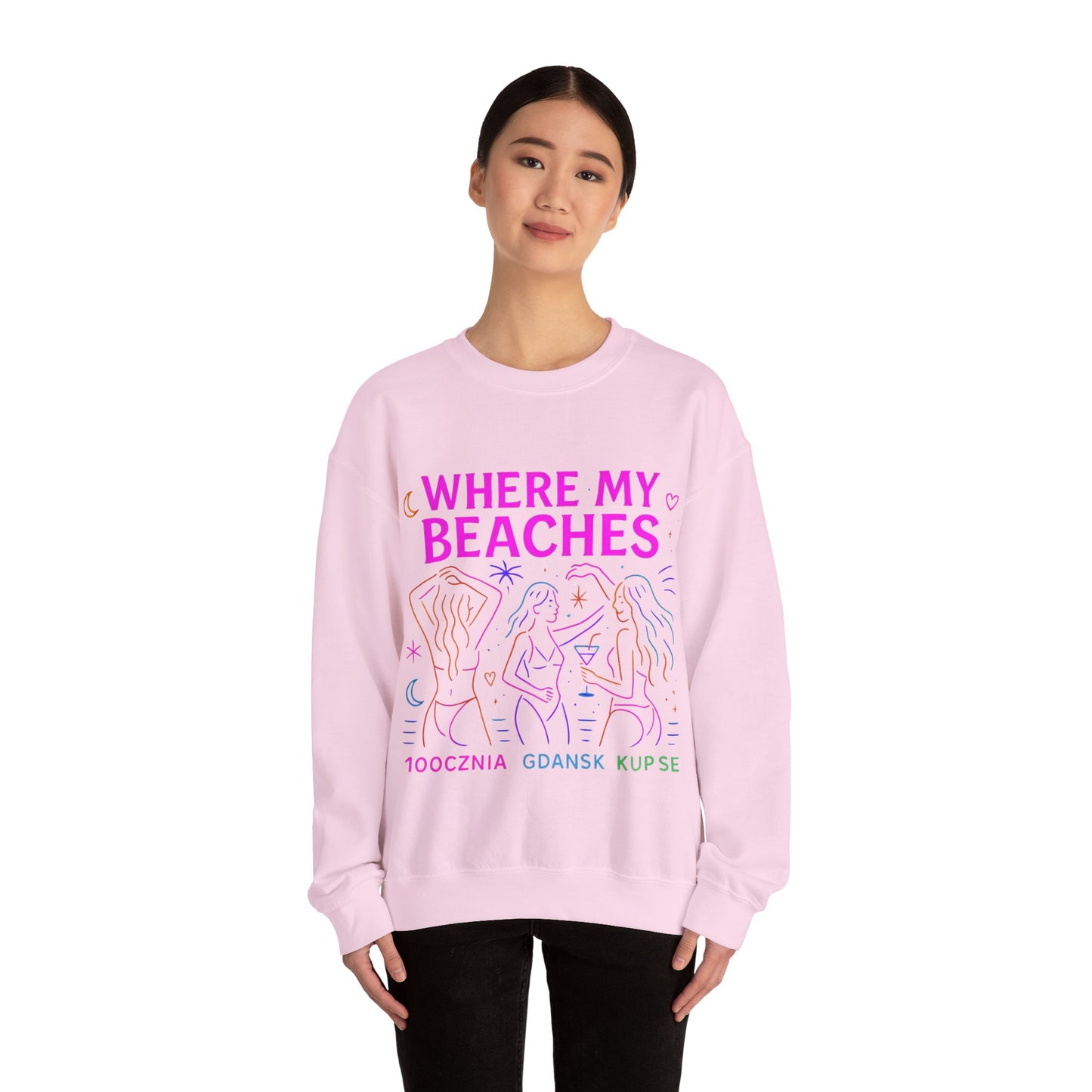 Bluza unisex z grafiką Kup Se Where My Beaches – klasyczny crewneck i miejski styl