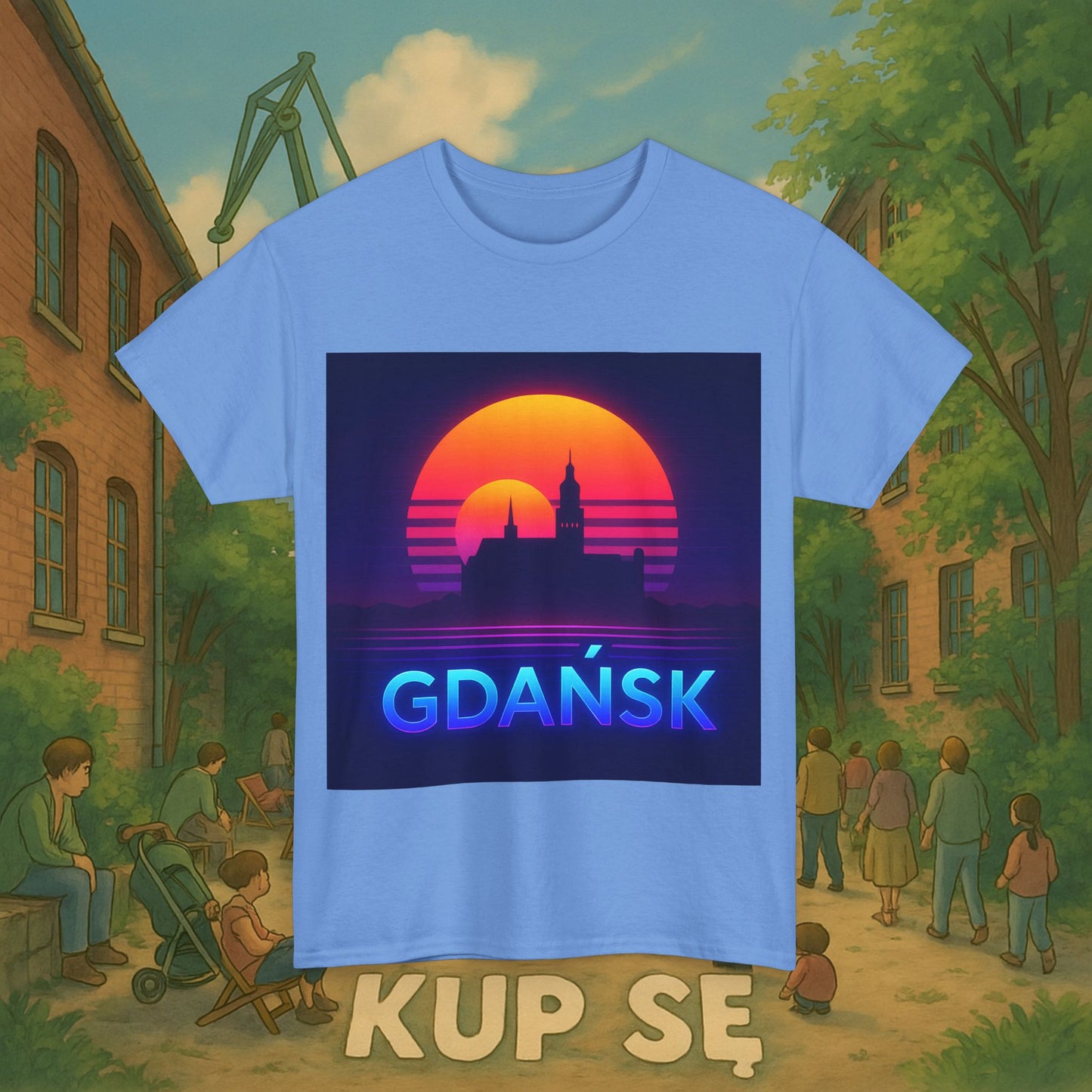 KupSe Panorama Gdańska Style t-shirt - Unisex Heavy Cotton Tee