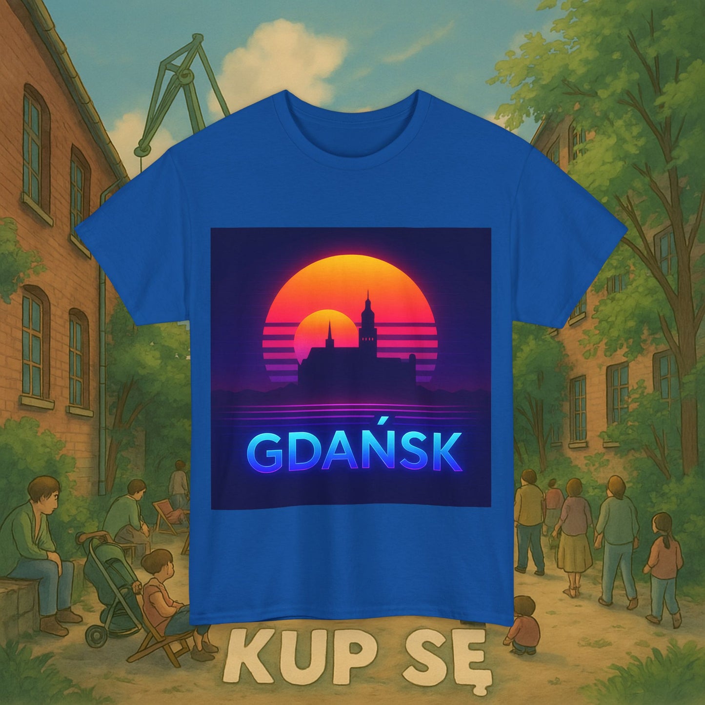 KupSe Panorama Gdańska Style t-shirt - Unisex Heavy Cotton Tee